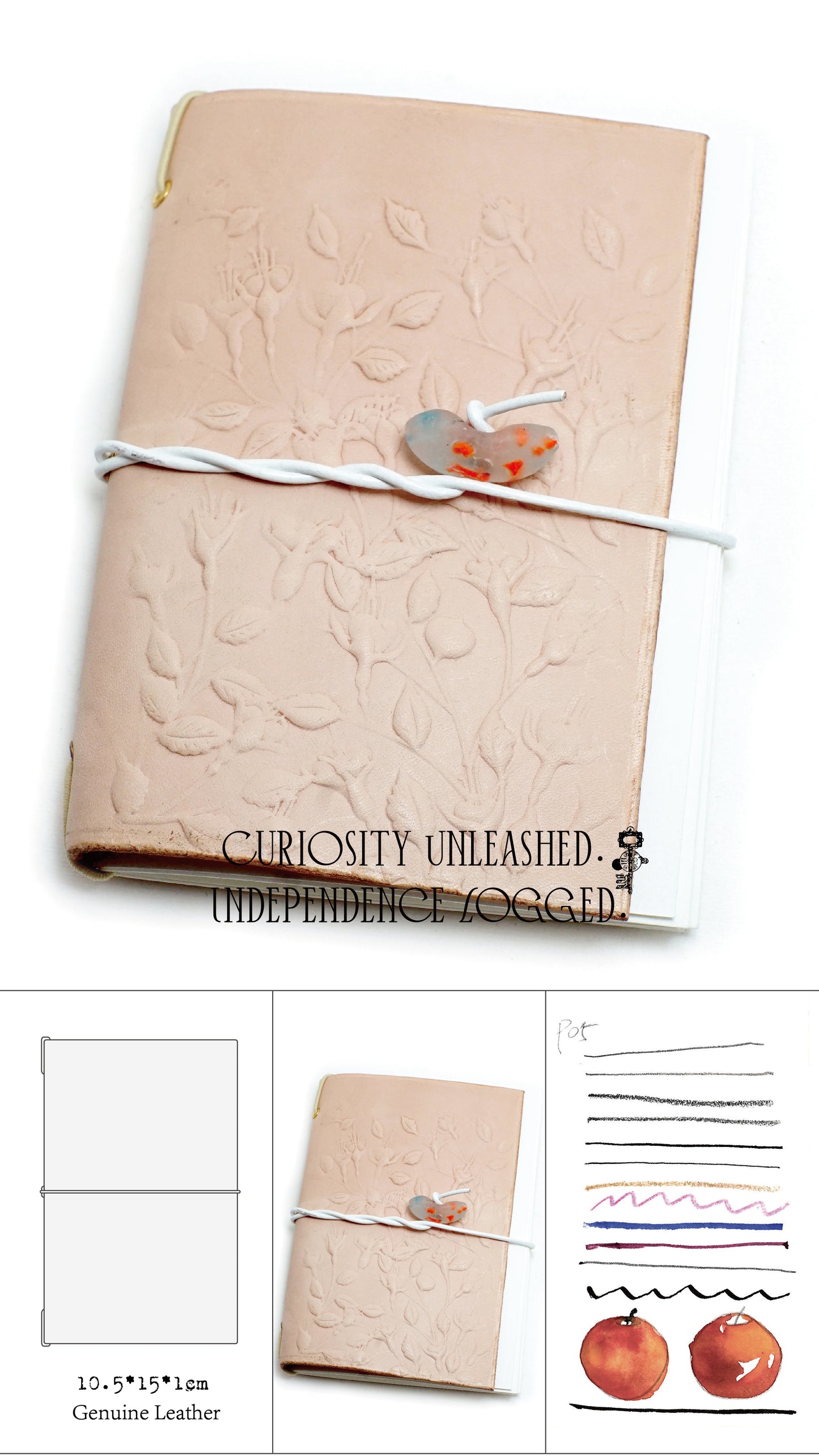 Genuine Leather Handmade Relief Vegetable Tanned Leather Travel Portable Watercolor Book
