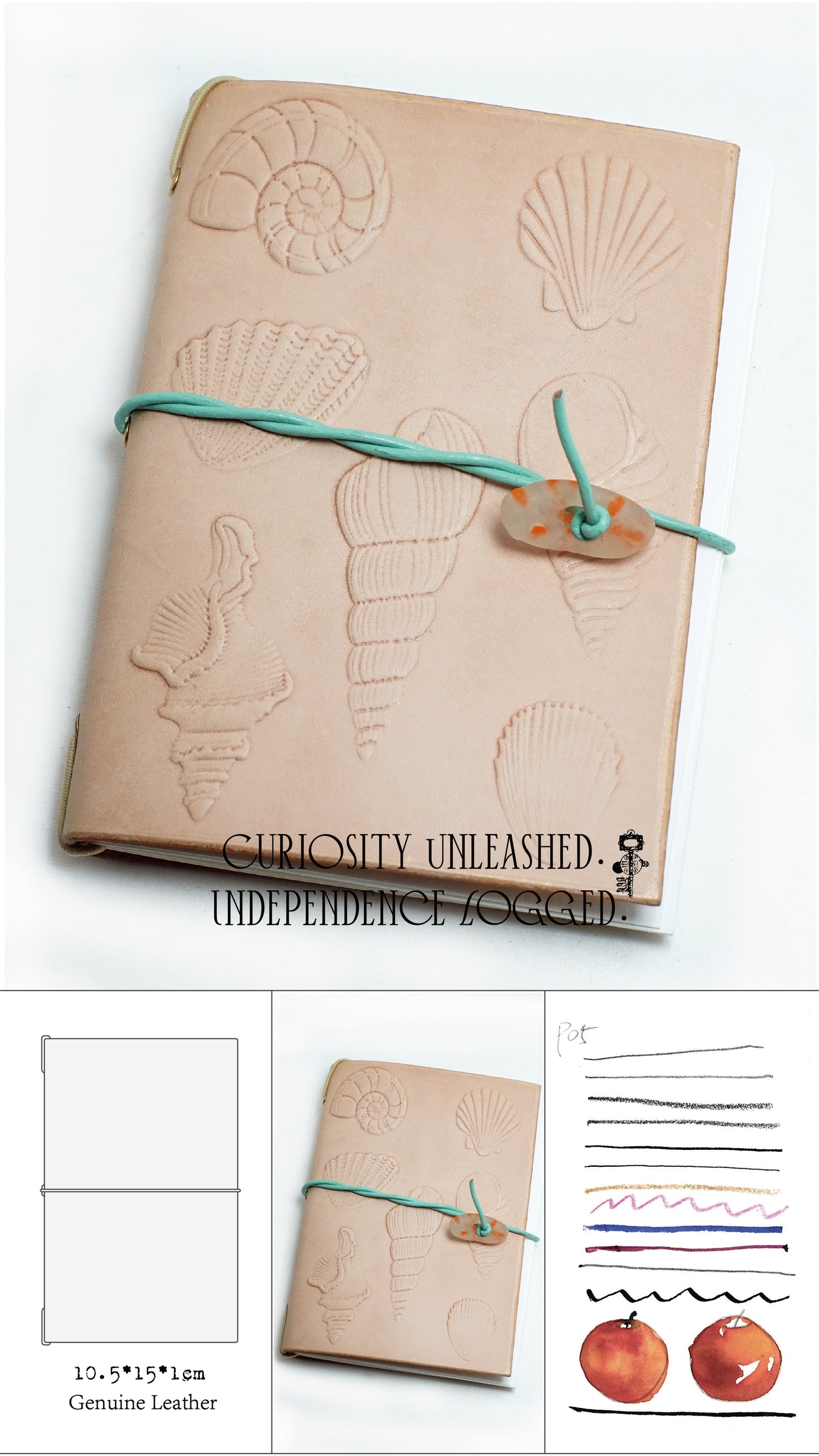 Genuine Leather Handmade Relief Vegetable Tanned Leather Travel Portable Watercolor Book