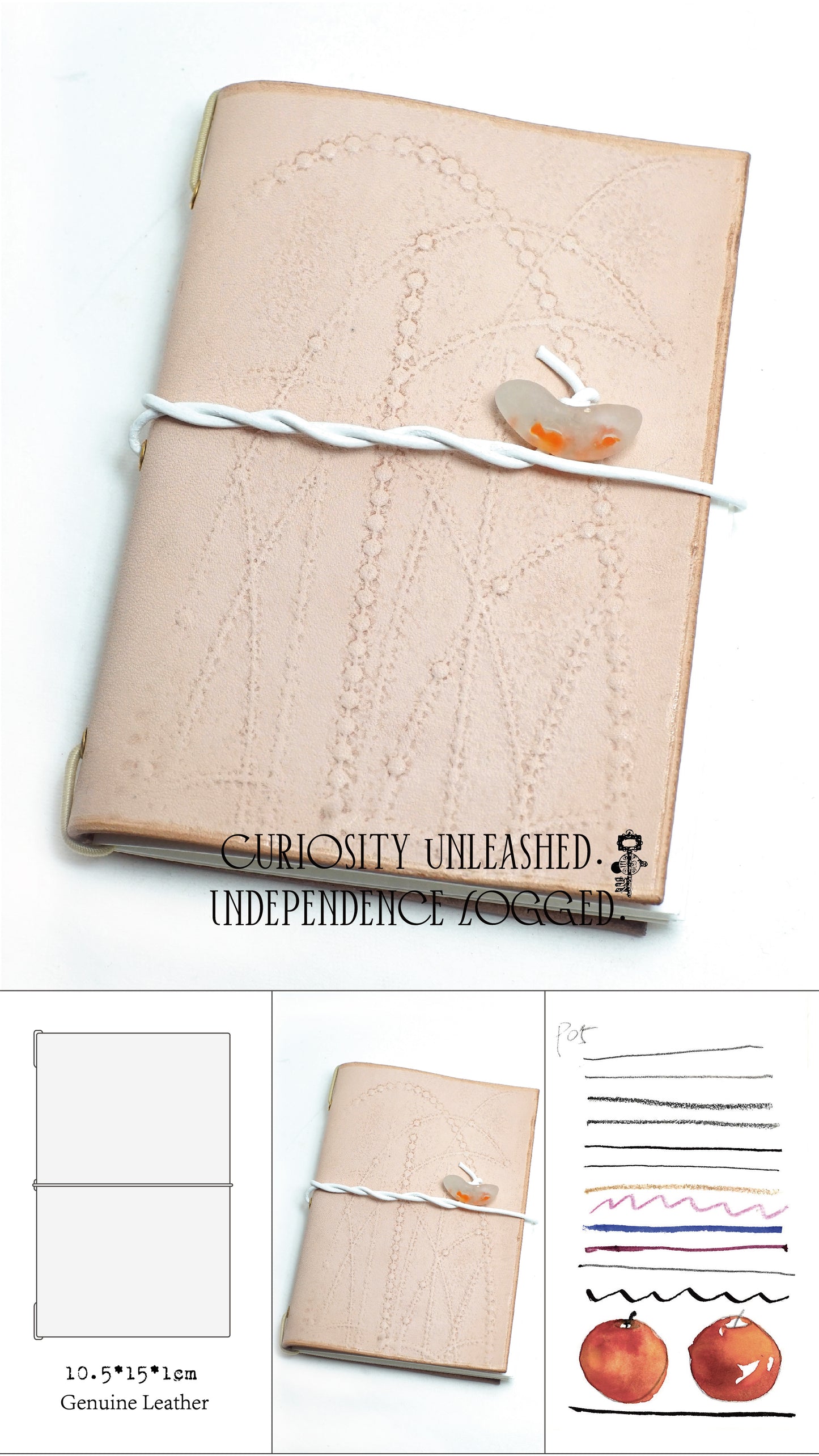 Genuine Leather Handmade Relief Vegetable Tanned Leather Travel Portable Watercolor Book