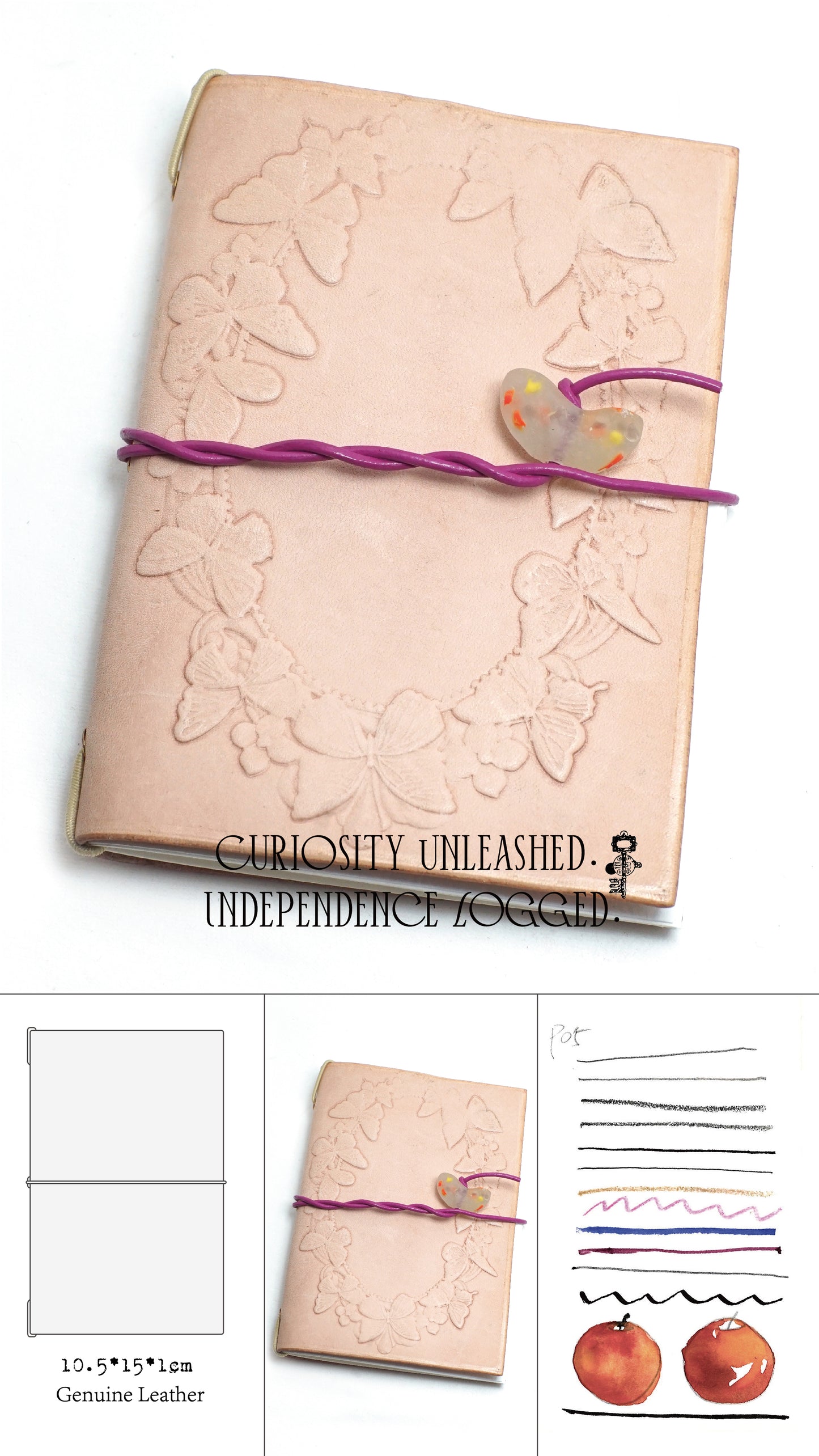 Genuine Leather Handmade Relief Vegetable Tanned Leather Travel Portable Watercolor Book