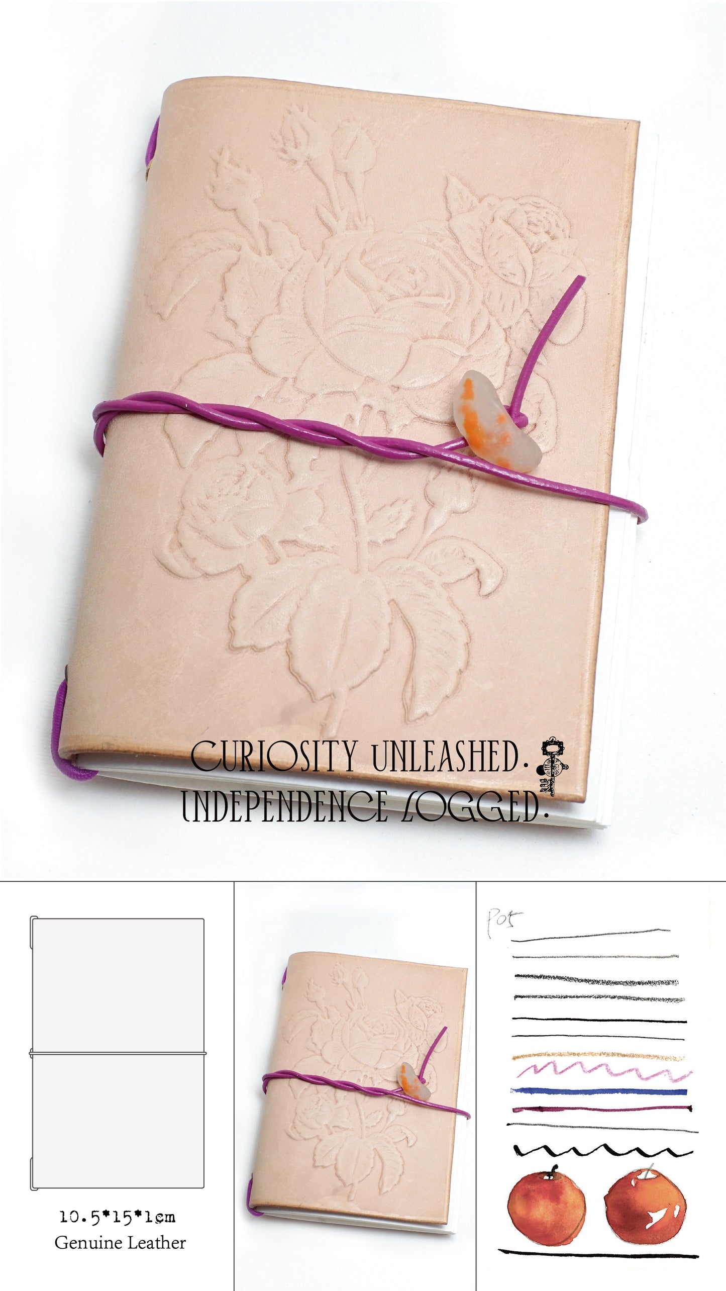 Genuine Leather Handmade Relief Vegetable Tanned Leather Travel Portable Watercolor Book