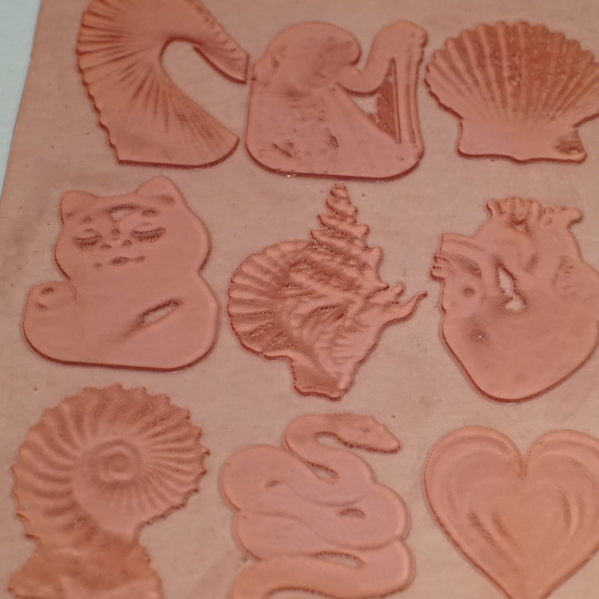 Red Stamp Sheet — Shells & Swan (Large Motifs)