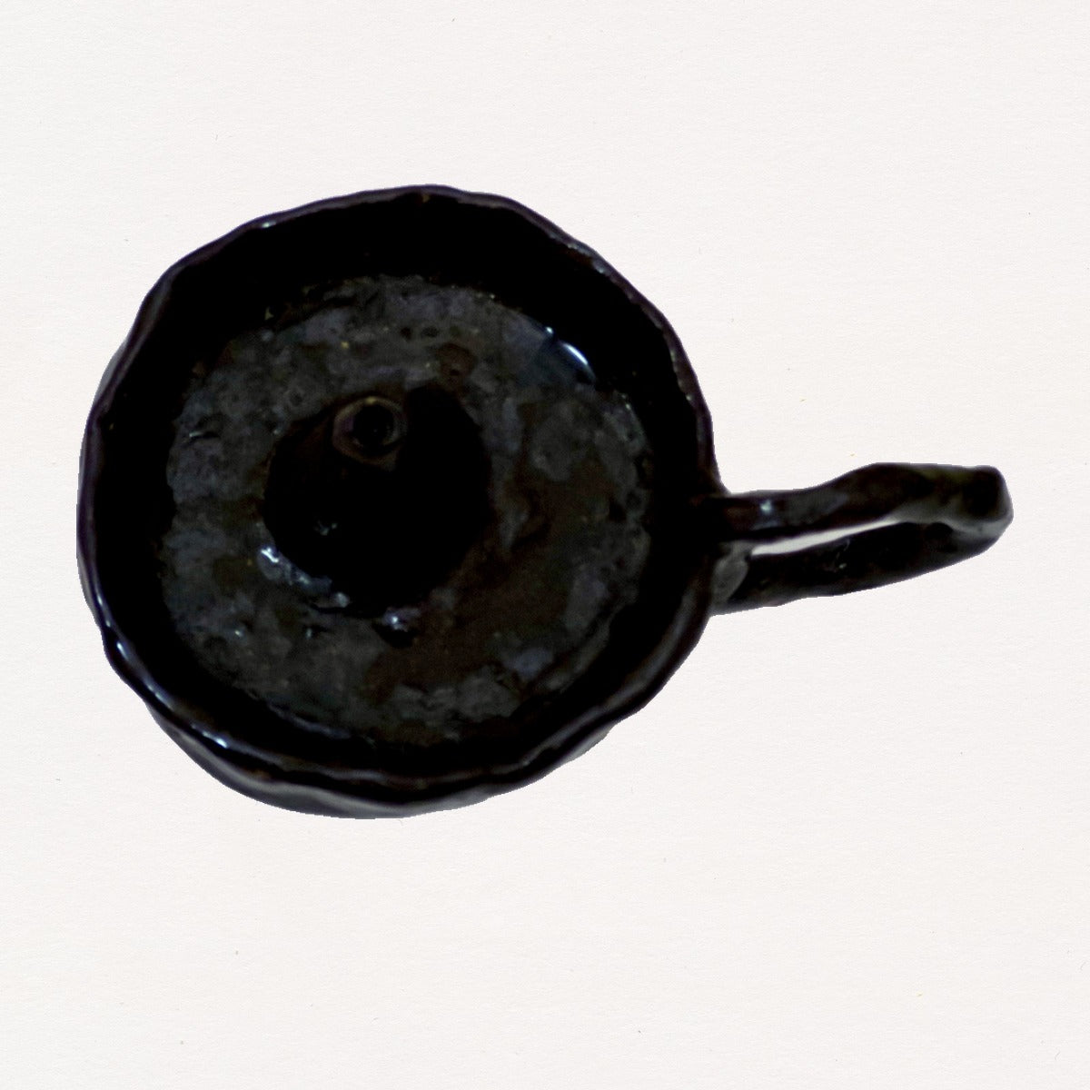 Handmade Black Ceramic Candle Holder with Loop Handle