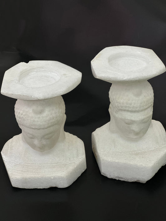 Carved Marble Buddha Candle Holder