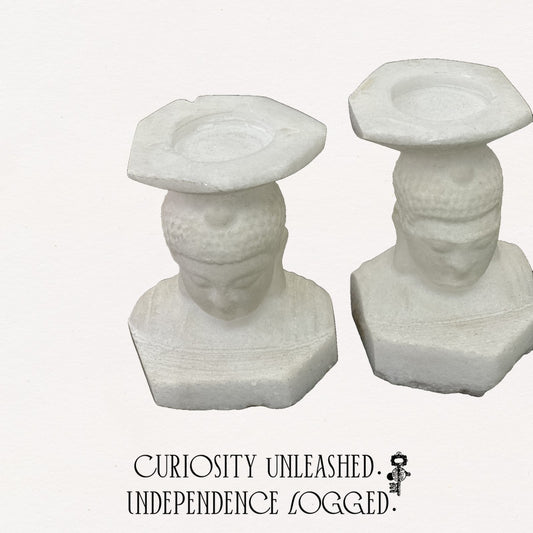 Carved Marble Buddha Candle Holder