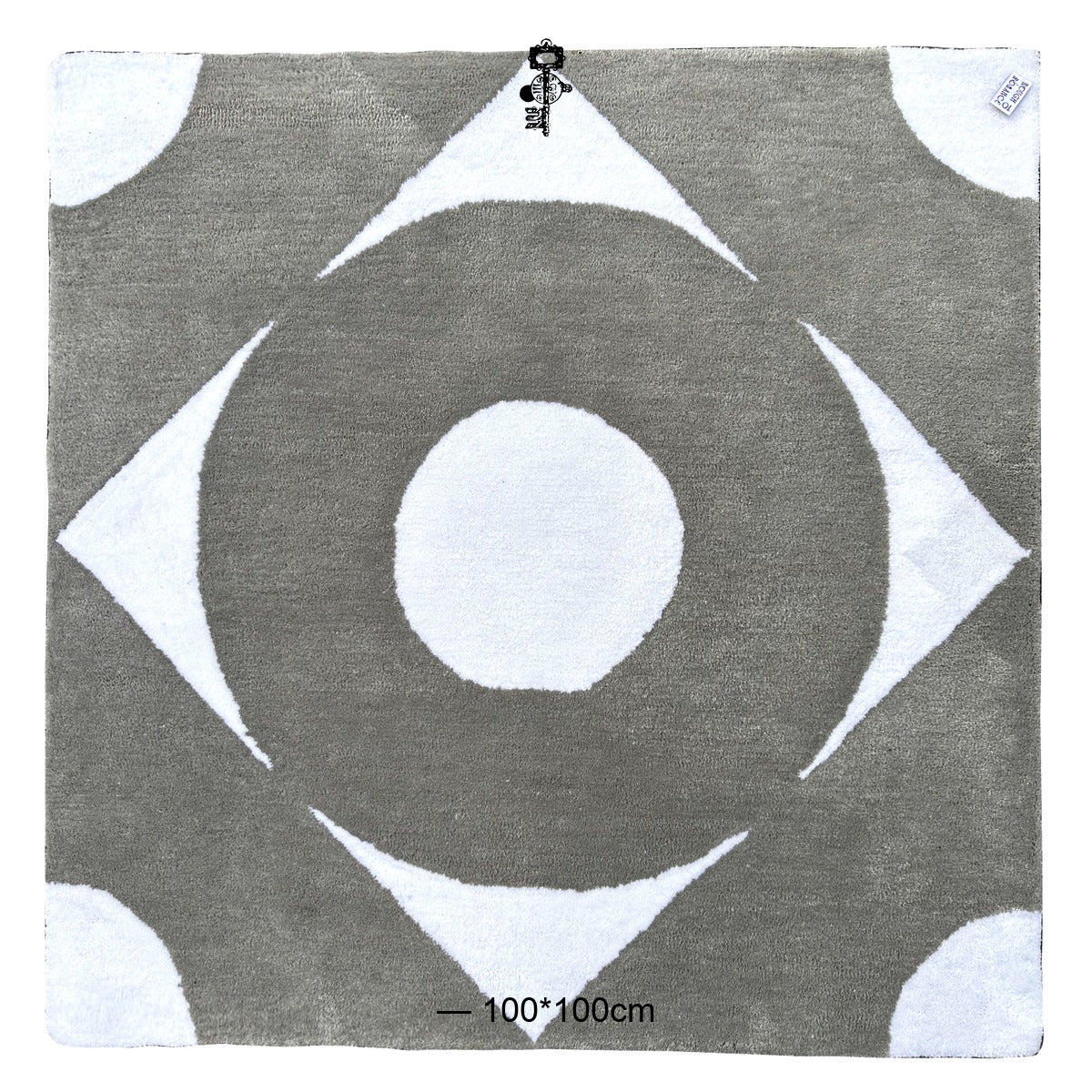 Geometric Square Rug — Circle & Diamonds