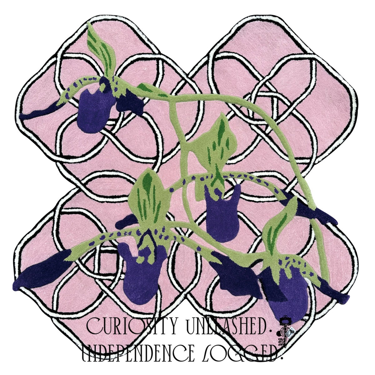 Orchid & Knot Shaped Rug — Purple Slipper Orchid