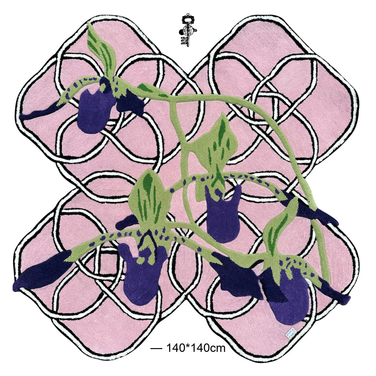 Orchid & Knot Shaped Rug — Purple Slipper Orchid