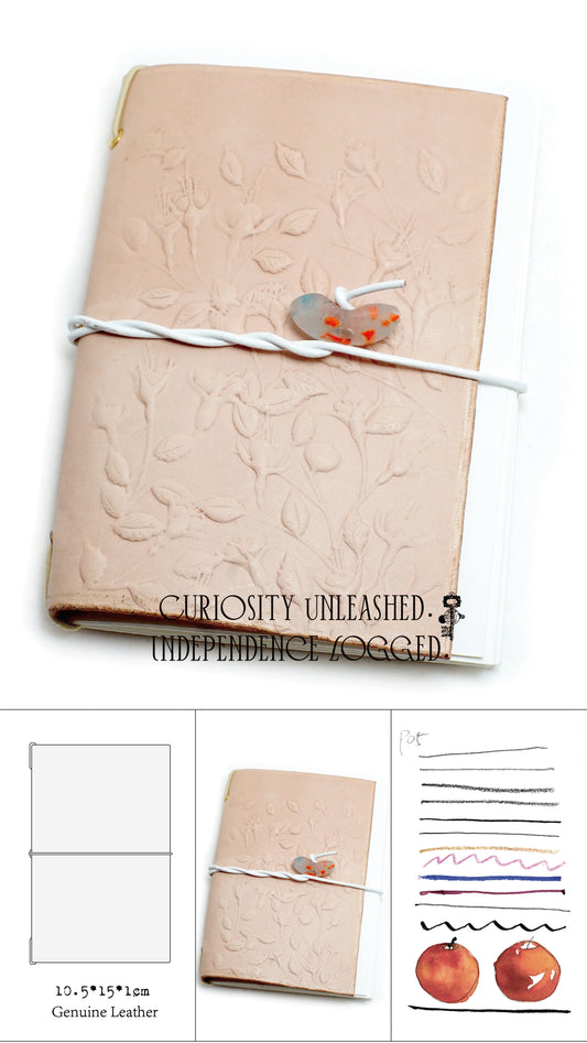 Genuine Leather Handmade Relief Vegetable Tanned Leather Travel Portable Watercolor Book