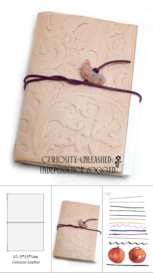Genuine Leather Handmade Relief Vegetable Tanned Leather Travel Portable Watercolor Book