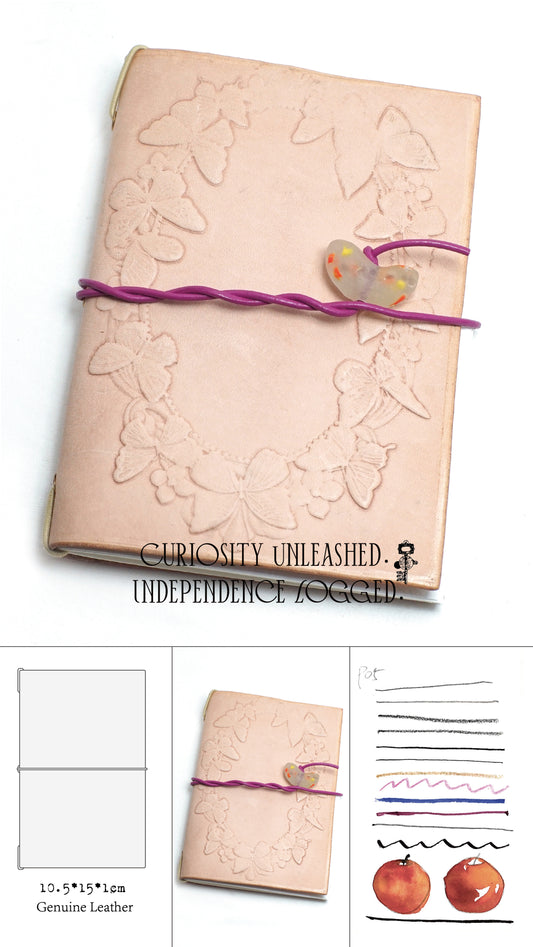 Genuine Leather Handmade Relief Vegetable Tanned Leather Travel Portable Watercolor Book