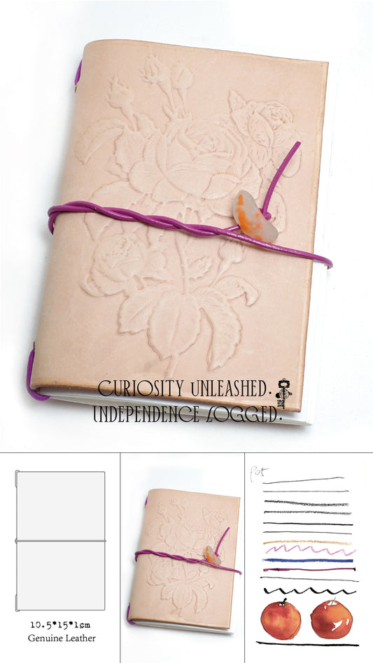 Genuine Leather Handmade Relief Vegetable Tanned Leather Travel Portable Watercolor Book