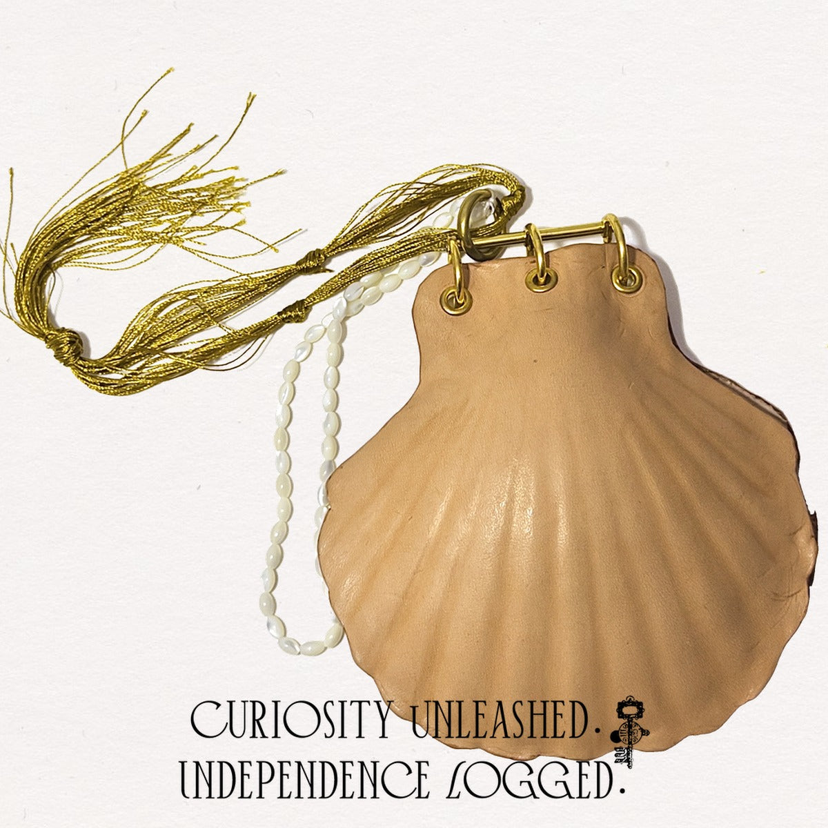 Scallop Shell Leather Journal with Mother-of-Pearl Strap