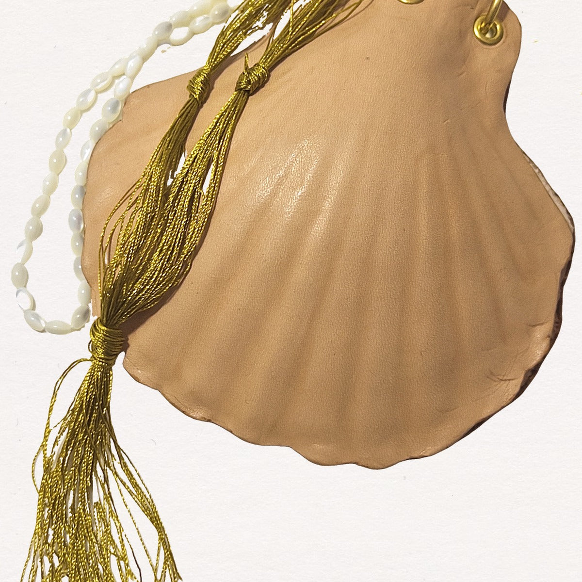 Scallop Shell Leather Journal with Mother-of-Pearl Strap