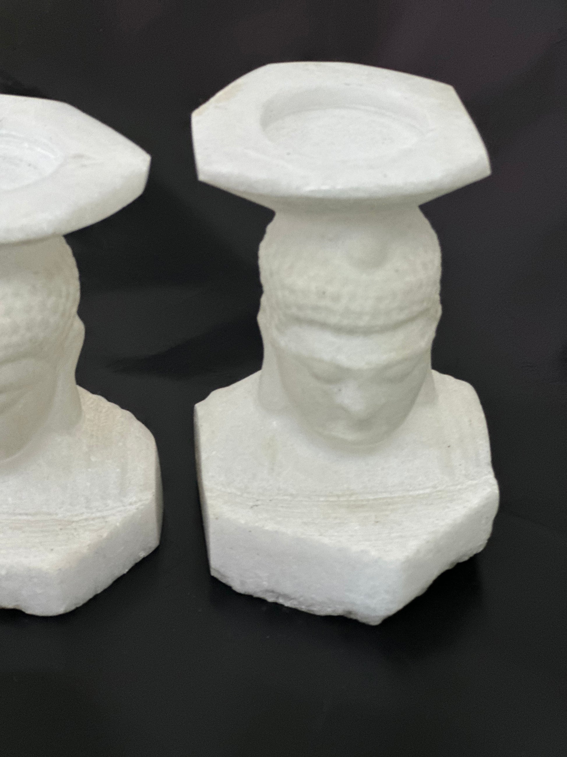 Carved Marble Buddha Candle Holder