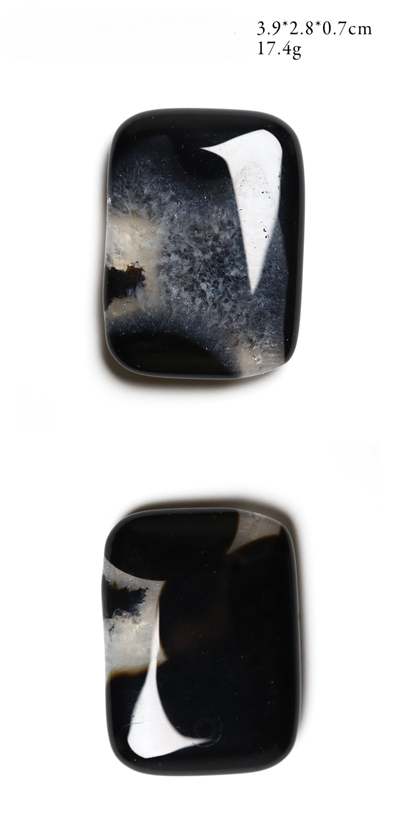 Natural square black and white agate mineral crystals