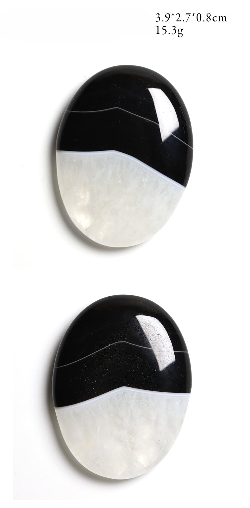 Natural circular black and white agate mineral crystals