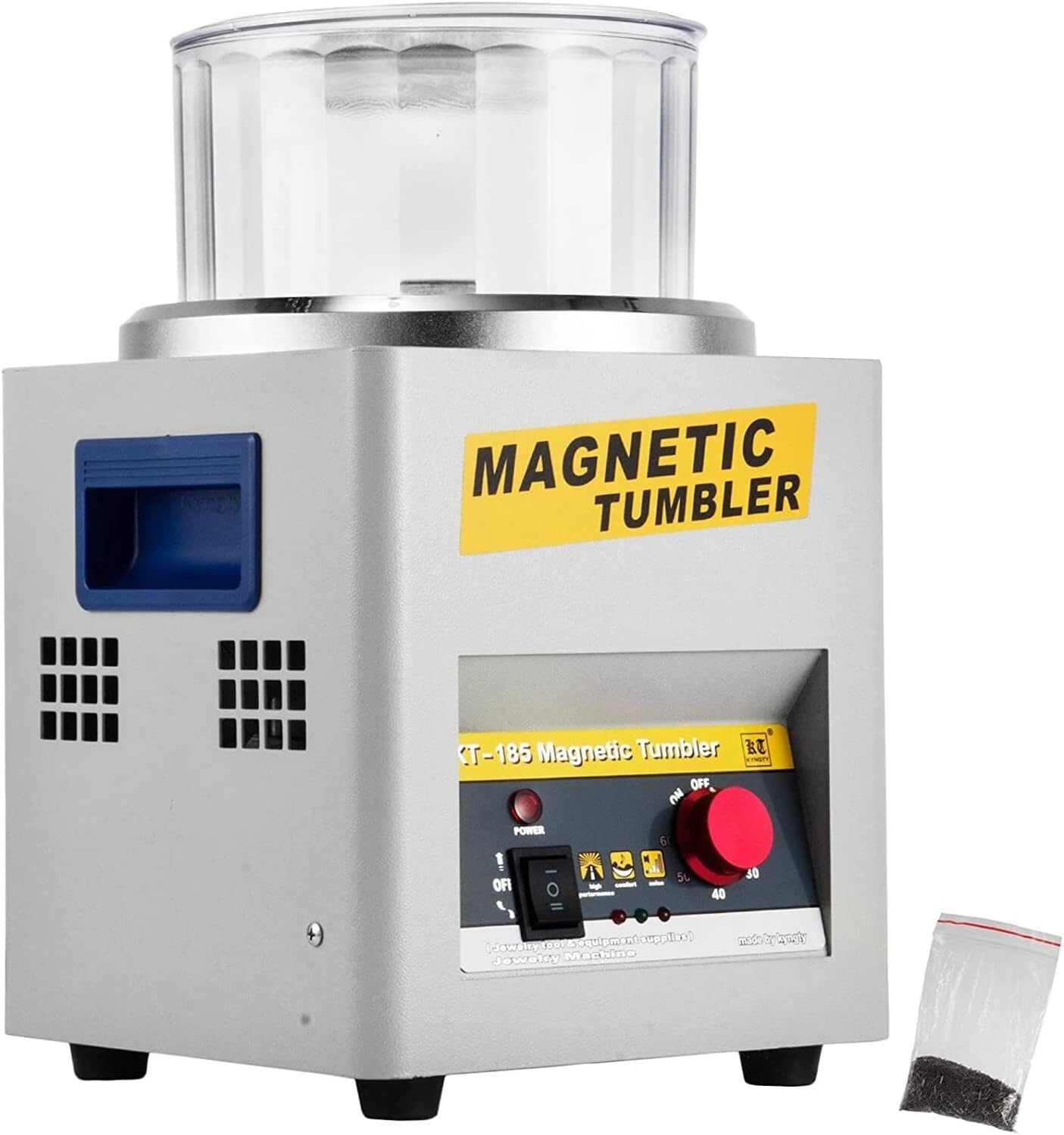 Mini KT-185 Magnetic Tumbler 180 mm, Jewellery Polishing Machine and Finisher Machine with Good Time Function Easy to Use for Beginners and Professionals