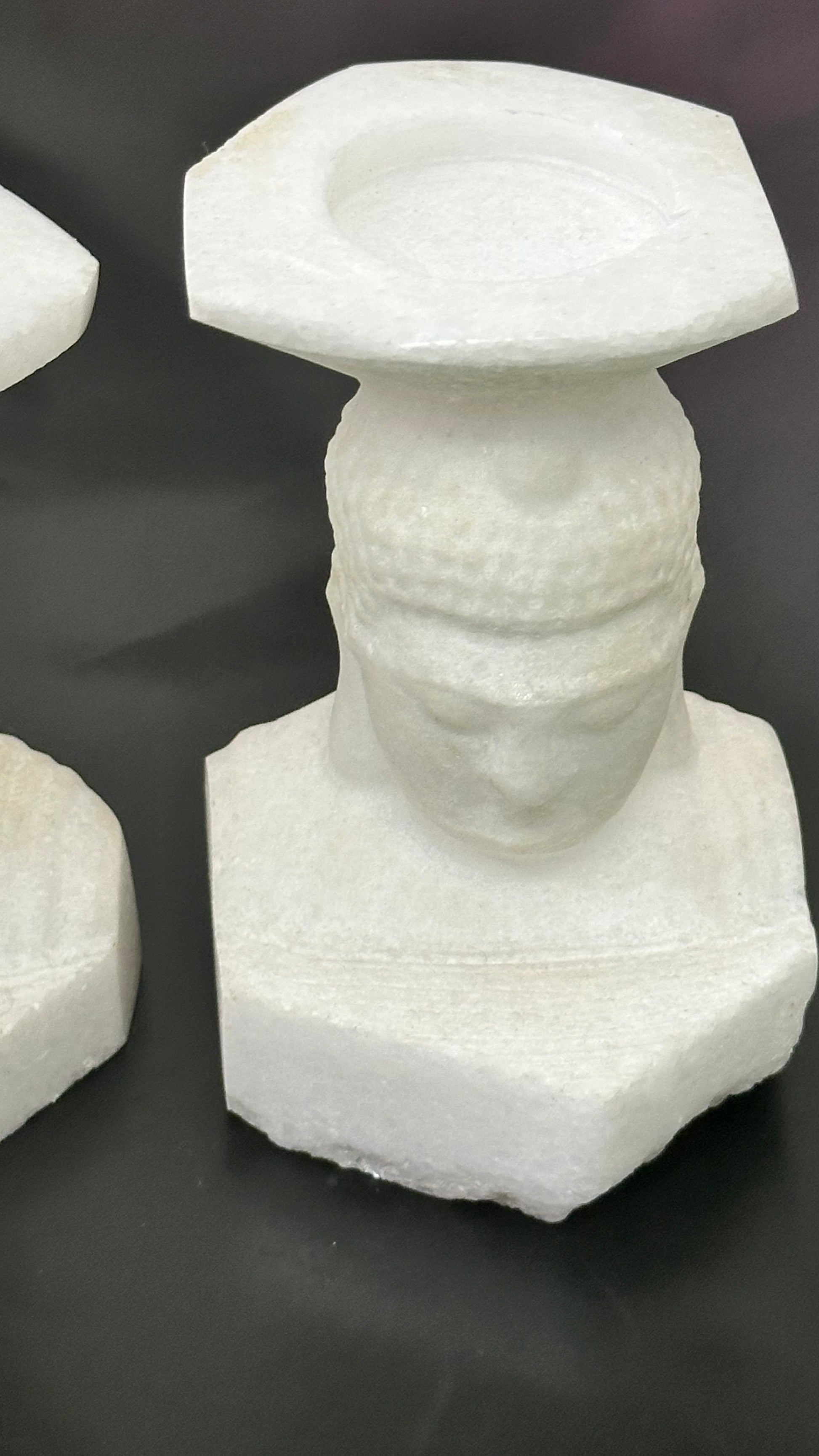 Carved Marble Buddha Candle Holder