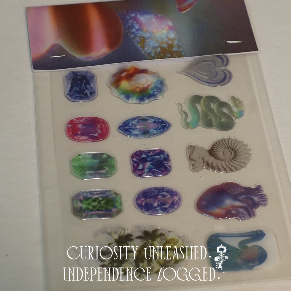 Puffy Epoxy Stickers — Gems & Ammonite