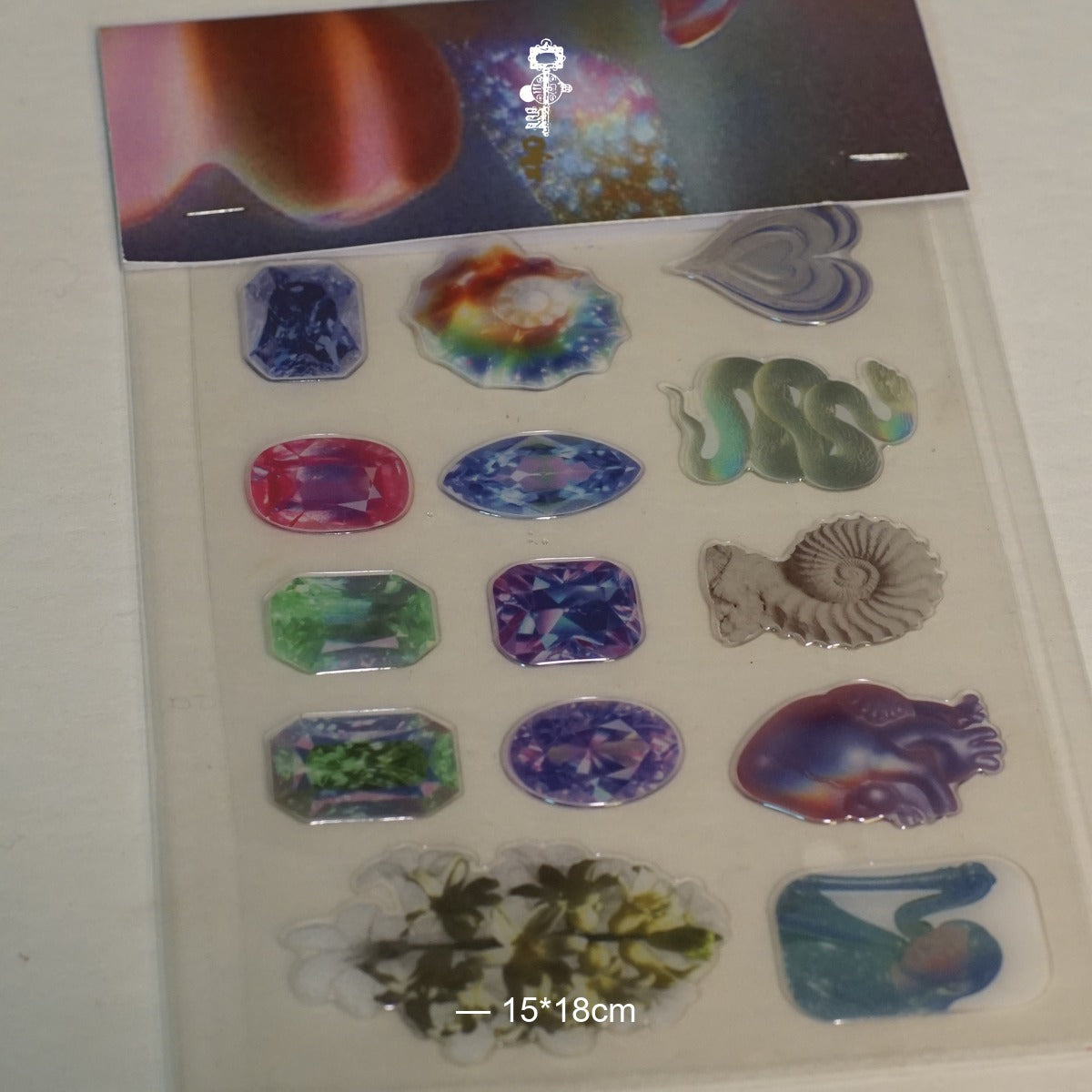 Puffy Epoxy Stickers — Gems & Ammonite