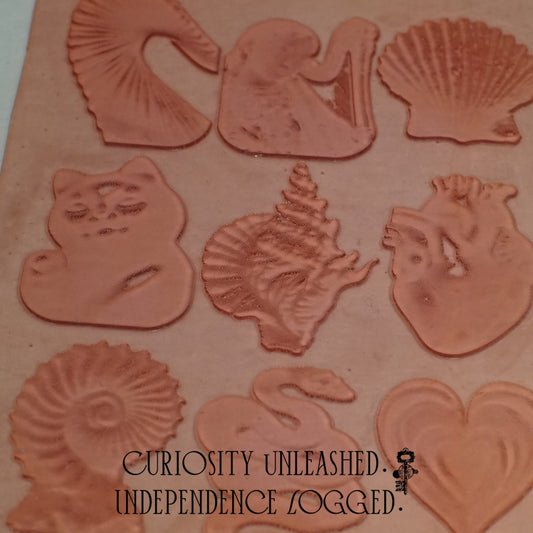Red Stamp Sheet — Shells & Swan (Large Motifs)