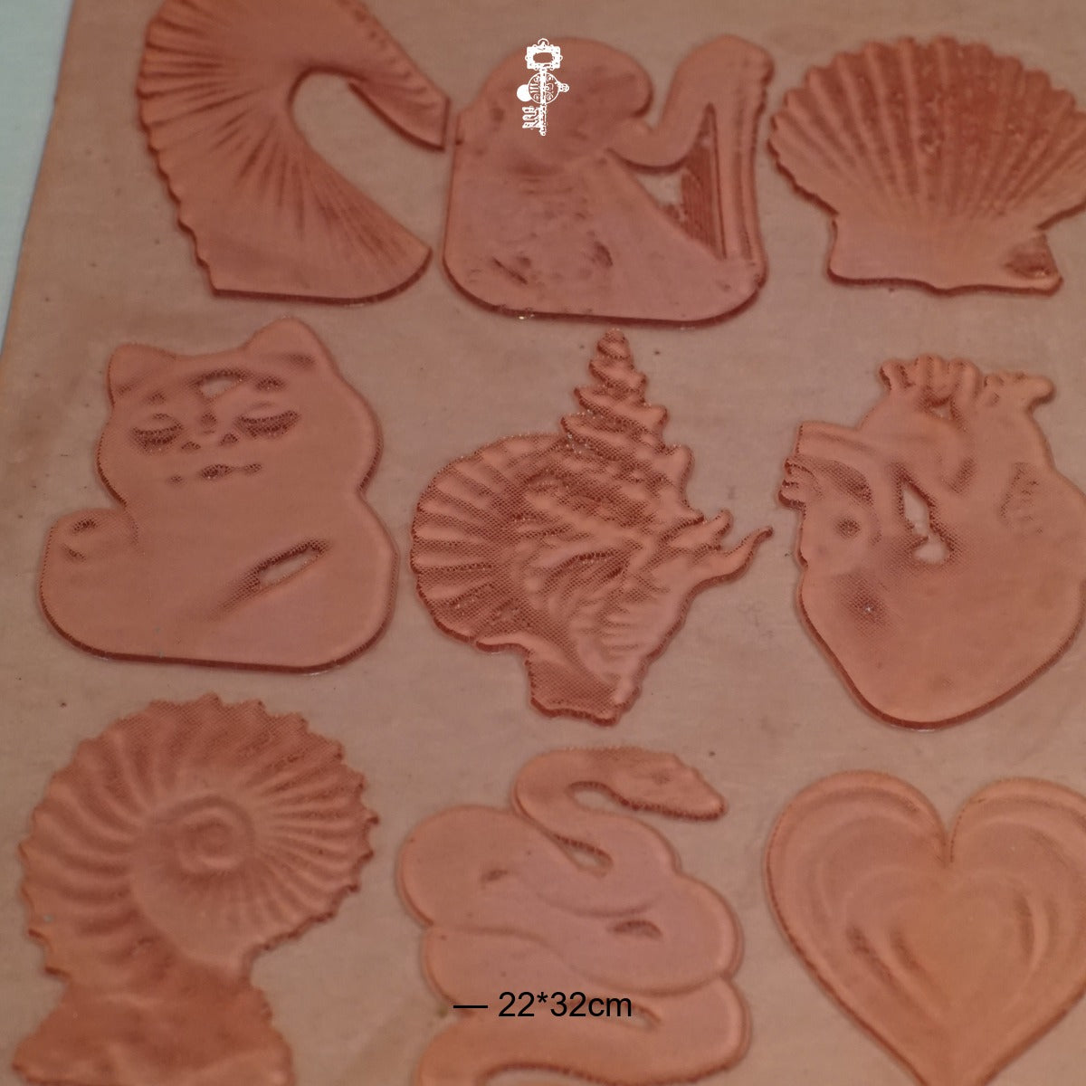 Red Stamp Sheet — Shells & Swan (Large Motifs)
