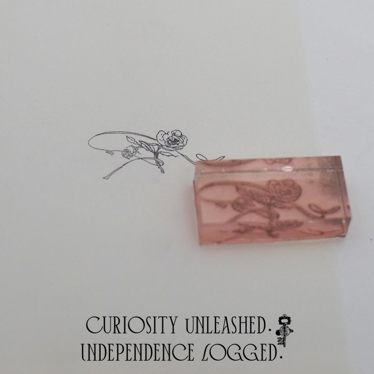Rose & Ribbon Line-Art Stamp