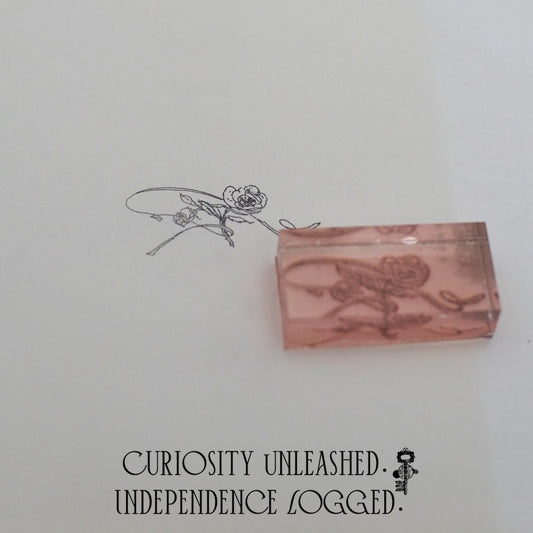 Rose & Ribbon Line-Art Stamp
