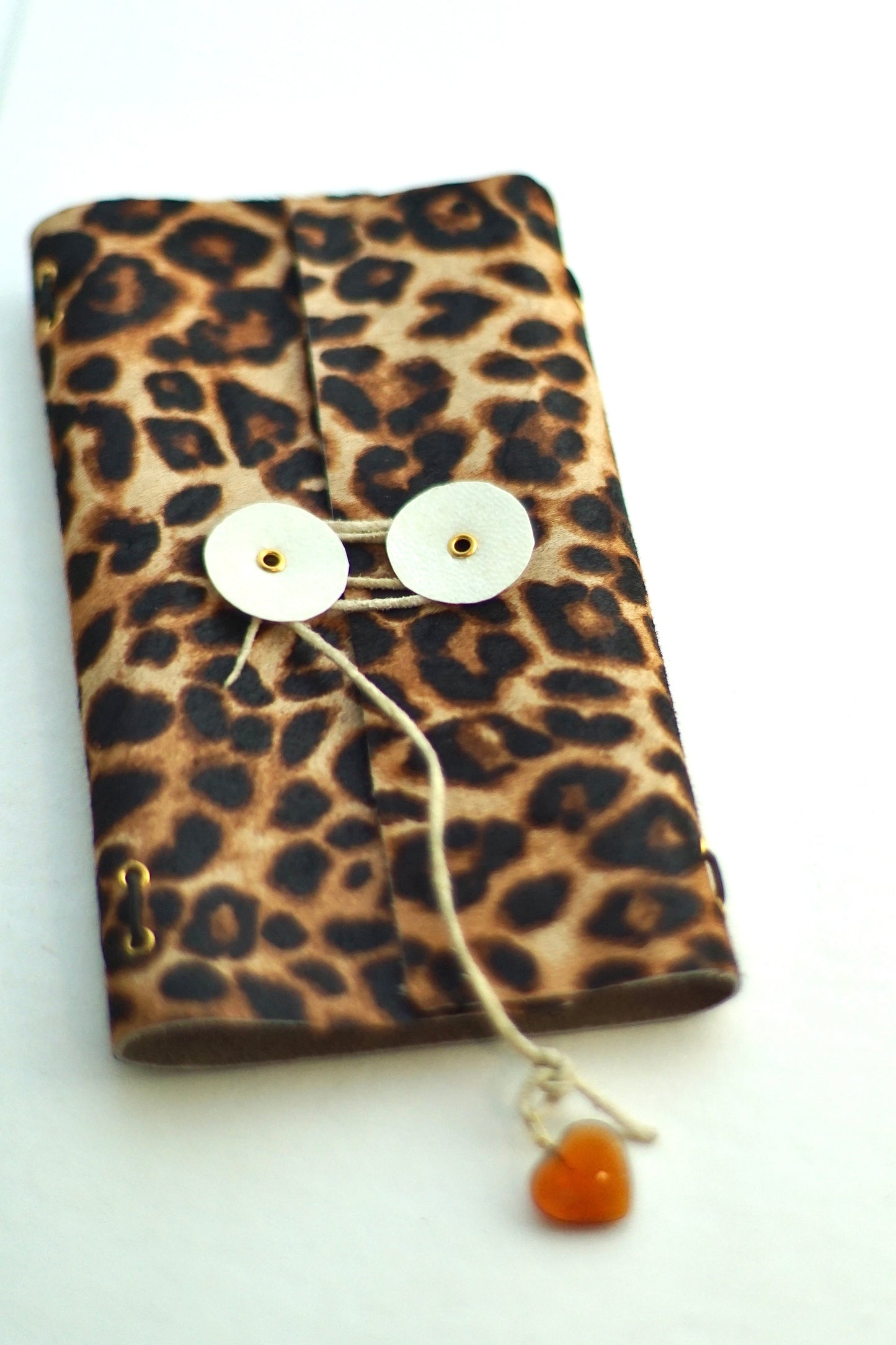 Leather Notebook – Handmade Refillable Journal in Leopard Fur Leather