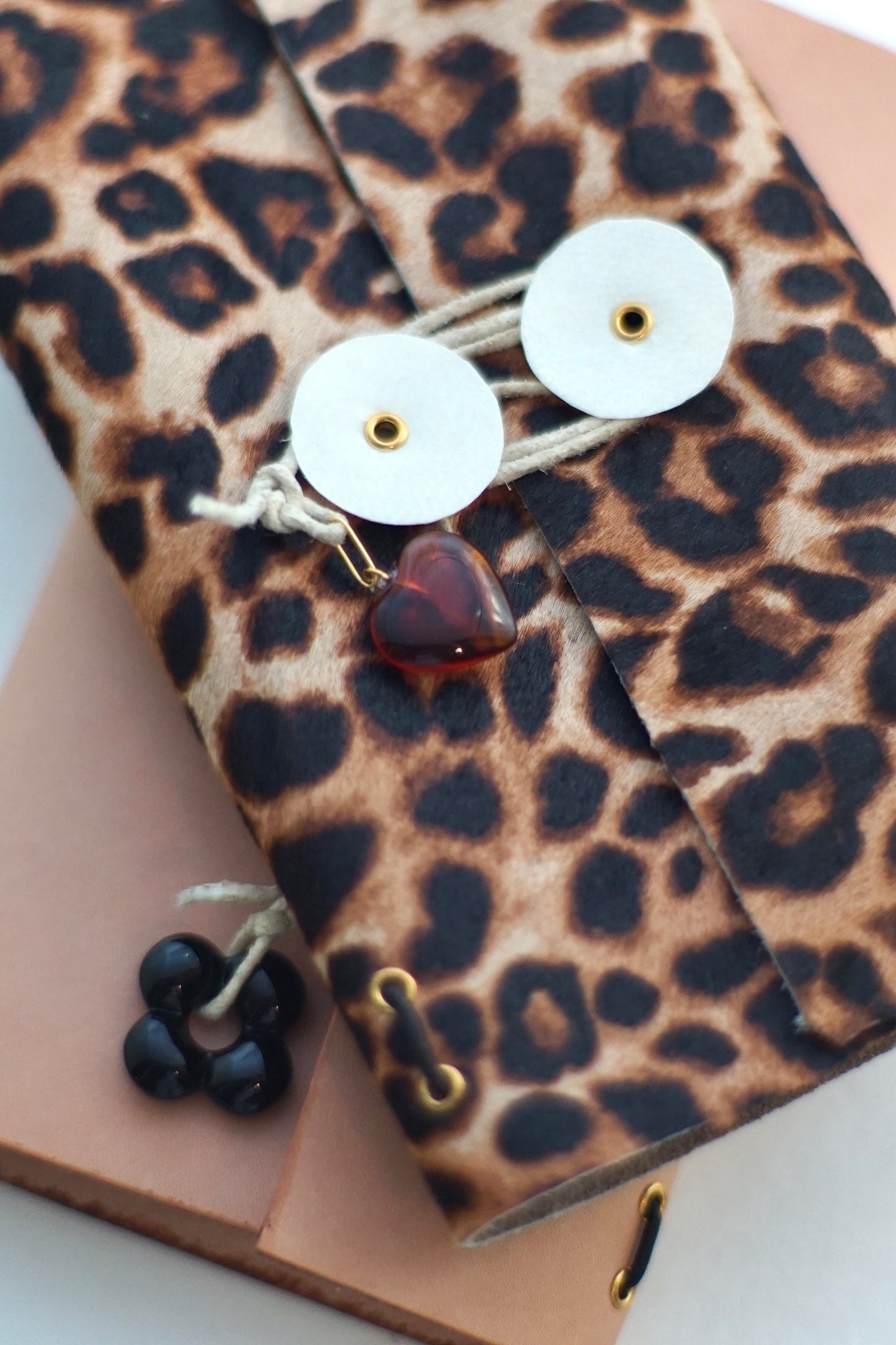 Leather Notebook – Handmade Refillable Journal in Leopard Fur Leather