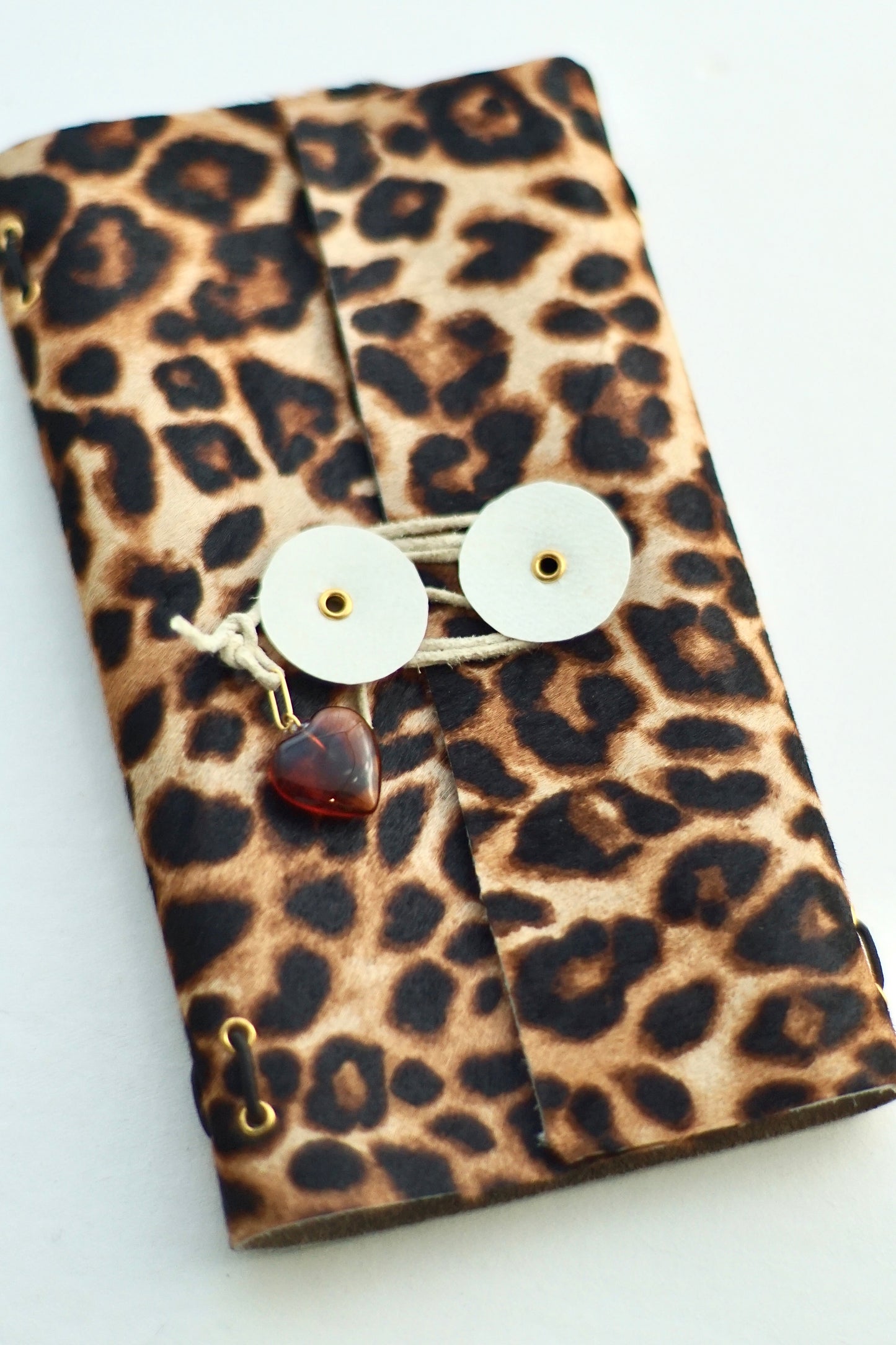 Leather Notebook – Handmade Refillable Journal in Leopard Fur Leather