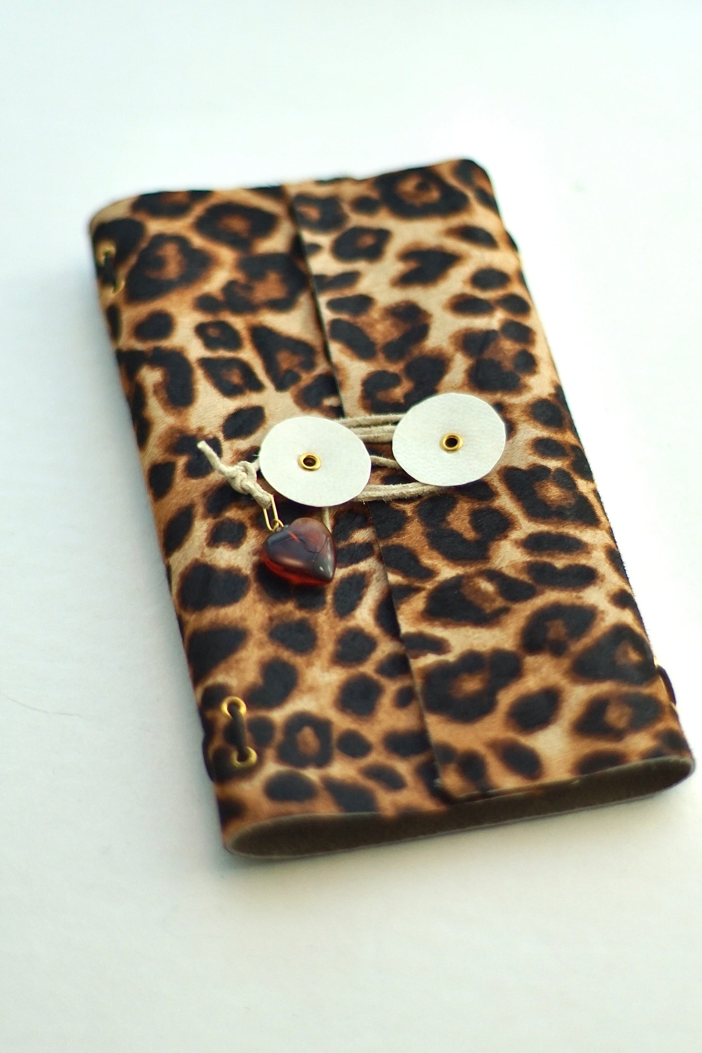 Leather Notebook – Handmade Refillable Journal in Leopard Fur Leather