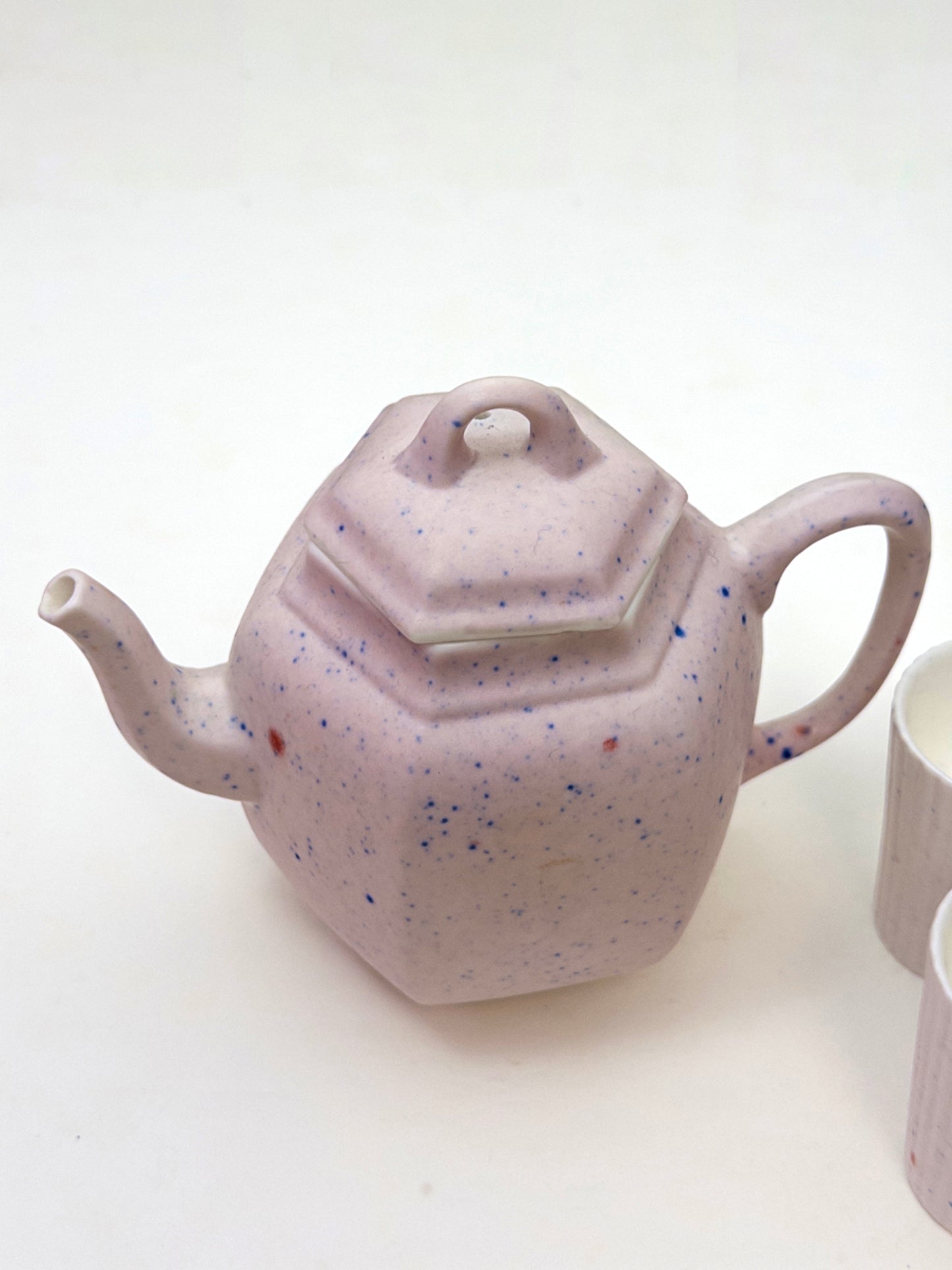 Limited Edition Speckled Pink Ceramic Teapot & Cup Set, 5-Piece