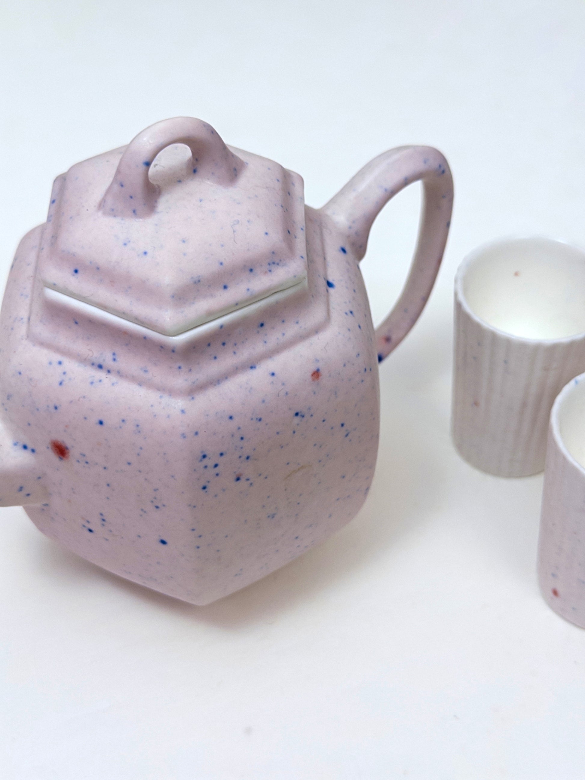 Limited Edition Speckled Pink Ceramic Teapot & Cup Set, 5-Piece