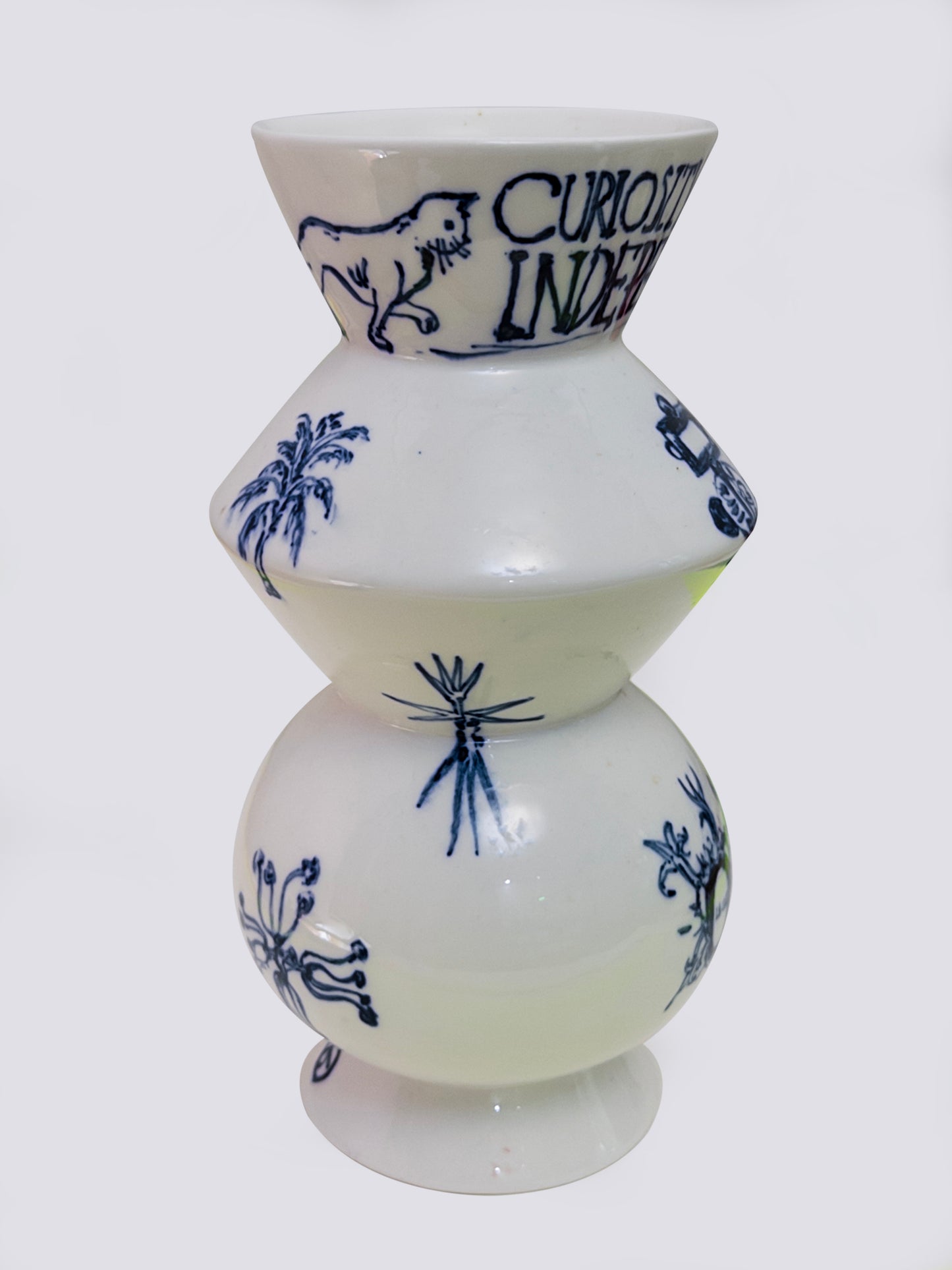 Hand-Painted Graffiti Text Porcelain Vase