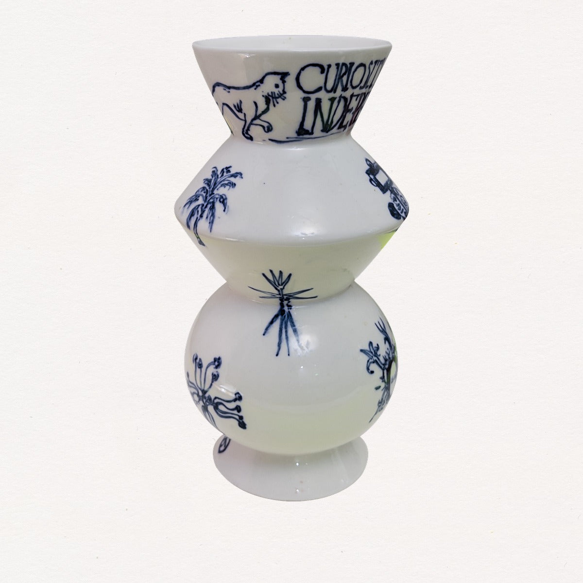 Hand-Painted Graffiti Text Porcelain Vase