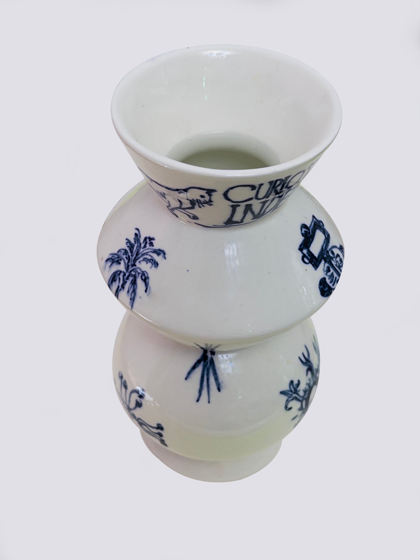 Hand-Painted Graffiti Text Porcelain Vase