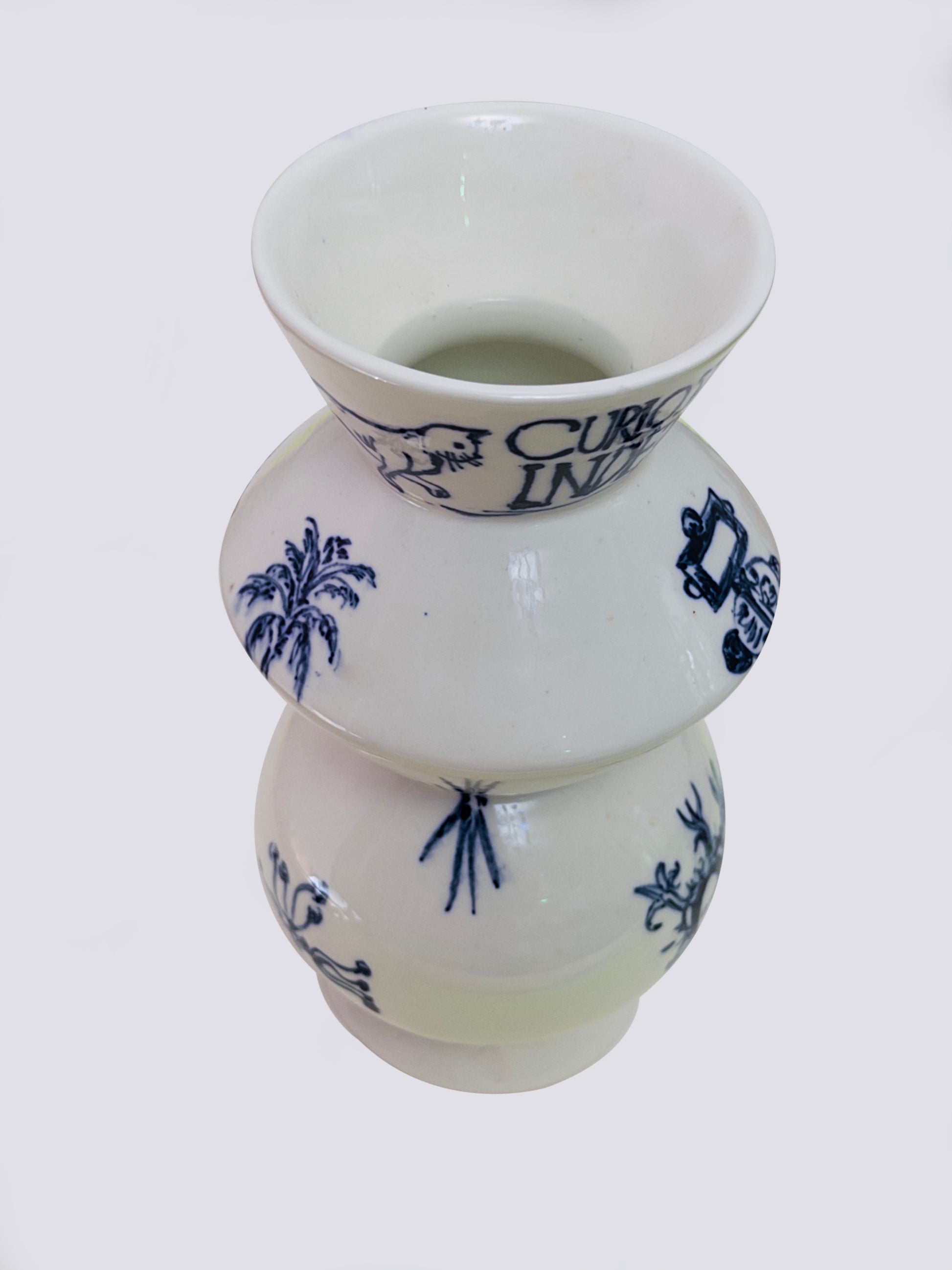 Hand-Painted Graffiti Text Porcelain Vase
