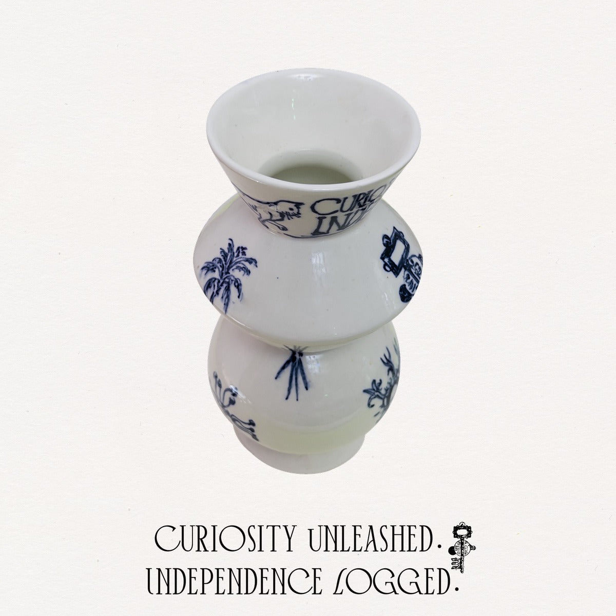 Hand-Painted Graffiti Text Porcelain Vase