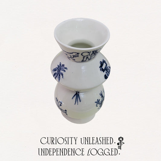 Hand-Painted Graffiti Text Porcelain Vase