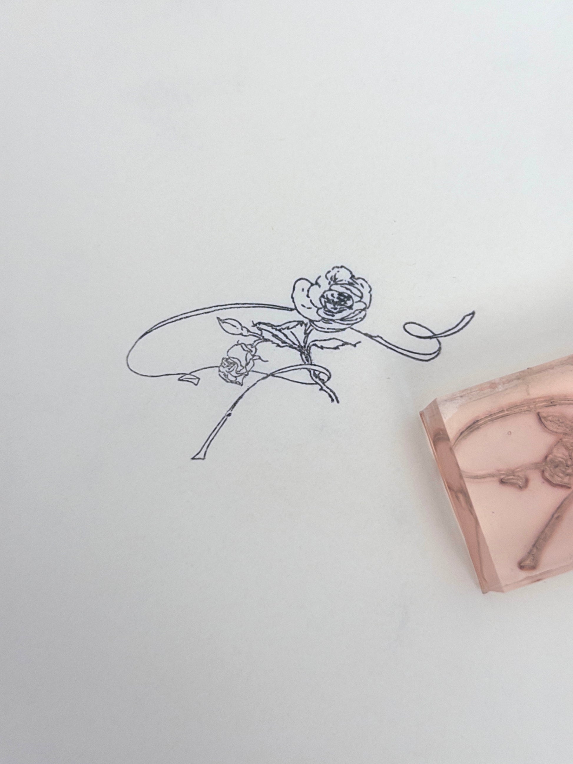 Rose & Ribbon Line-Art Stamp