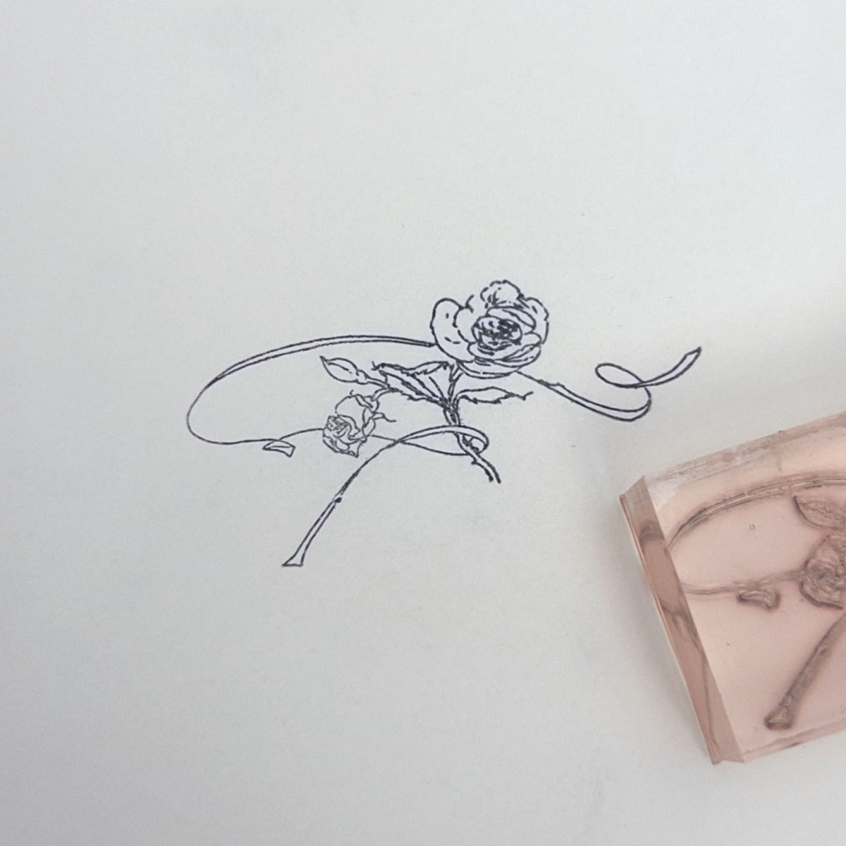 Rose & Ribbon Line-Art Stamp