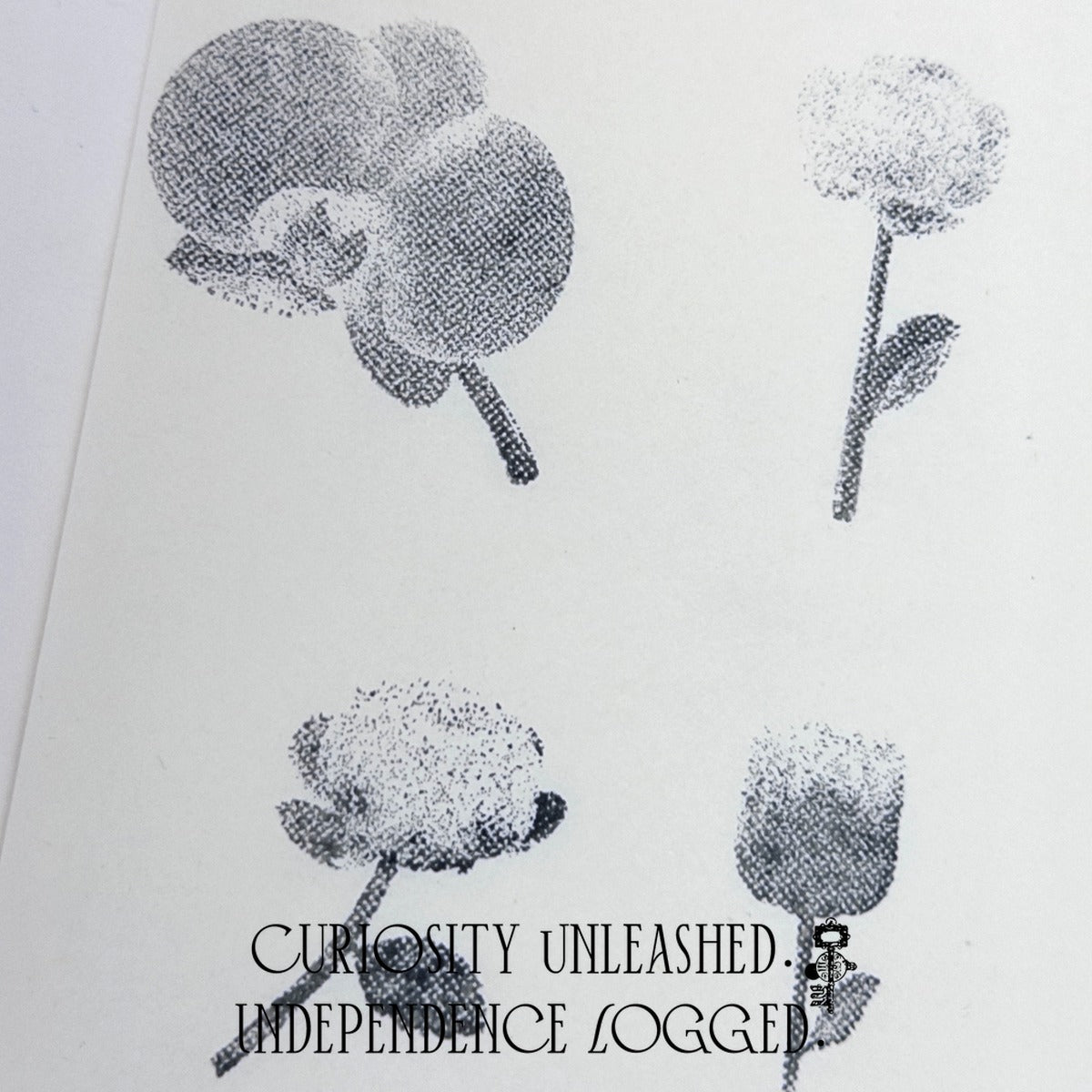 Halftone Floral Specimen Stamp Set (9 Motifs)