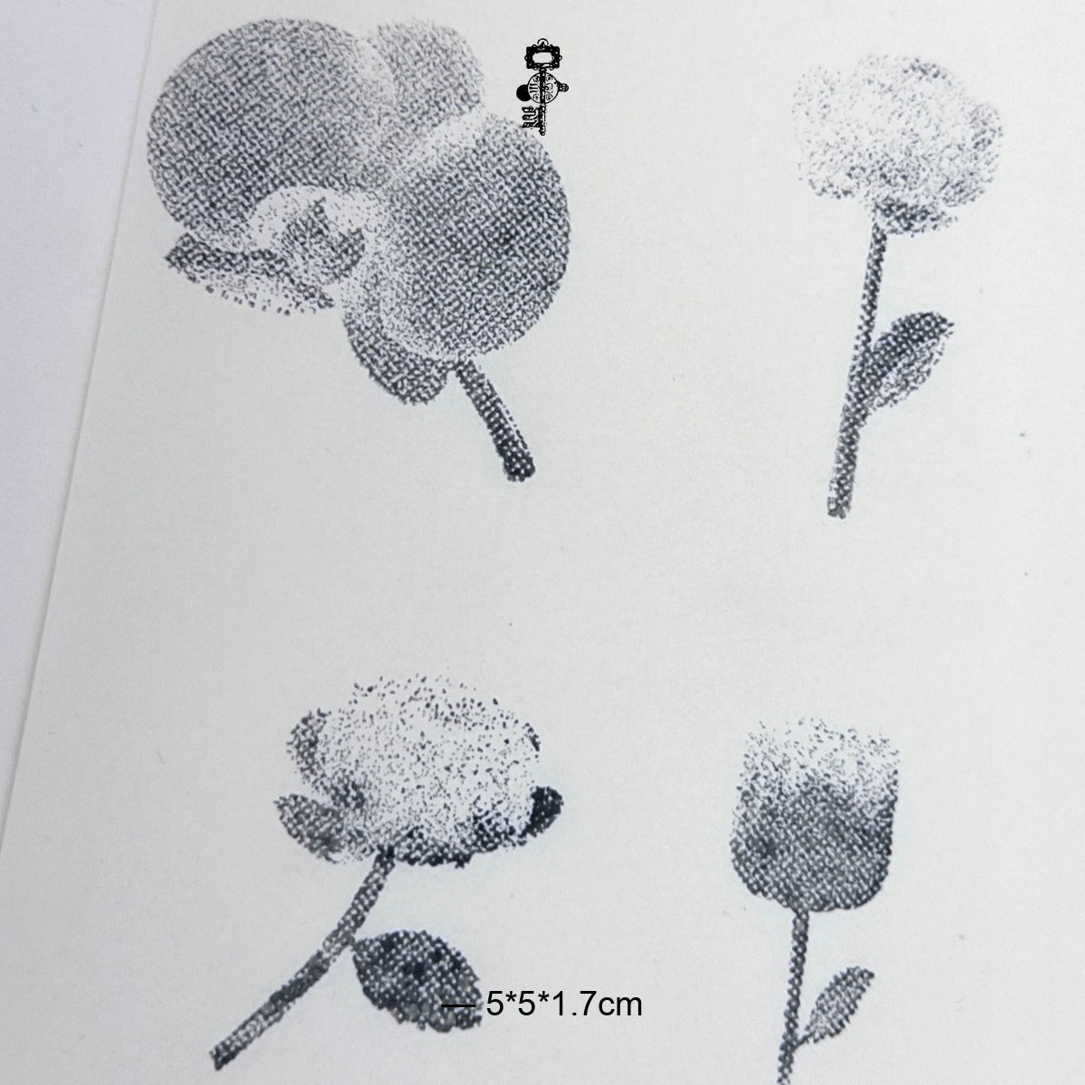 Halftone Floral Specimen Stamp Set (9 Motifs)
