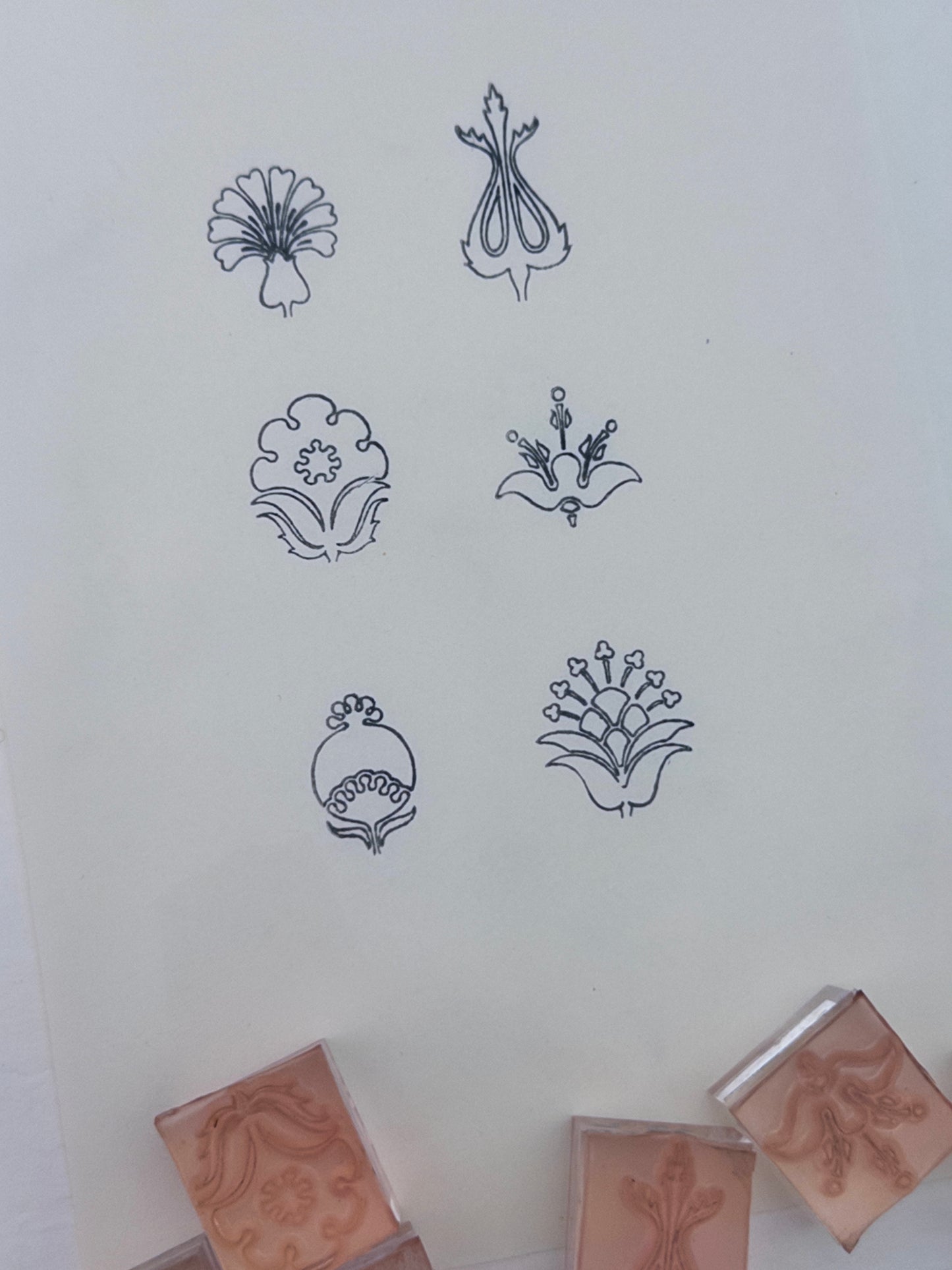 Folk Floral Line-Art Stamp Set (6 Designs)