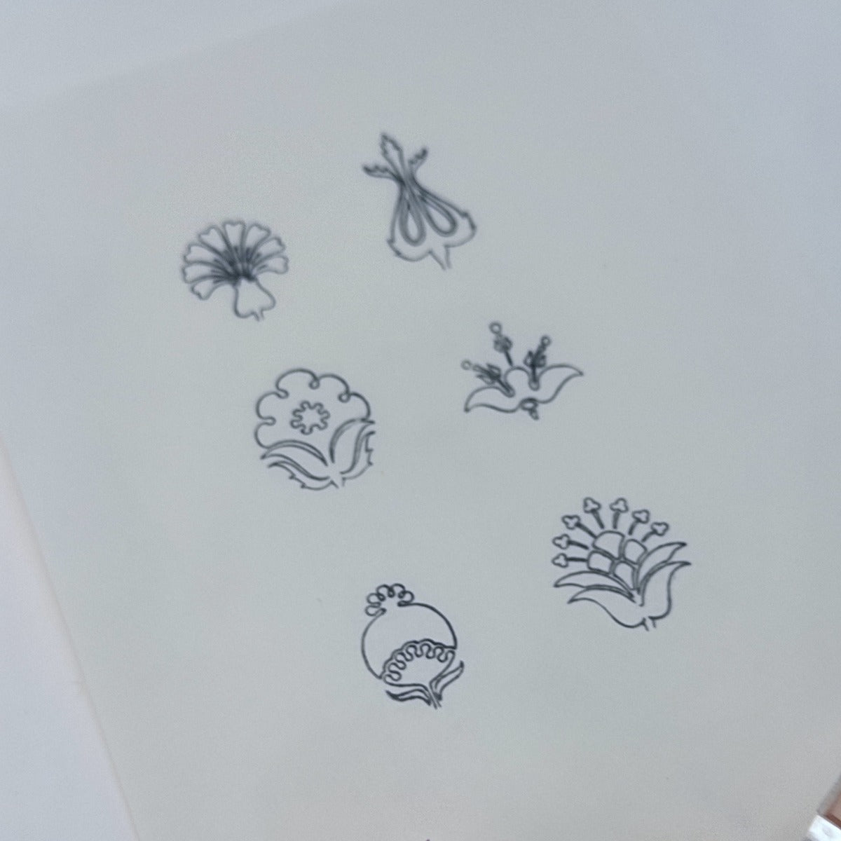 Folk Floral Line-Art Stamp Set (6 Designs)
