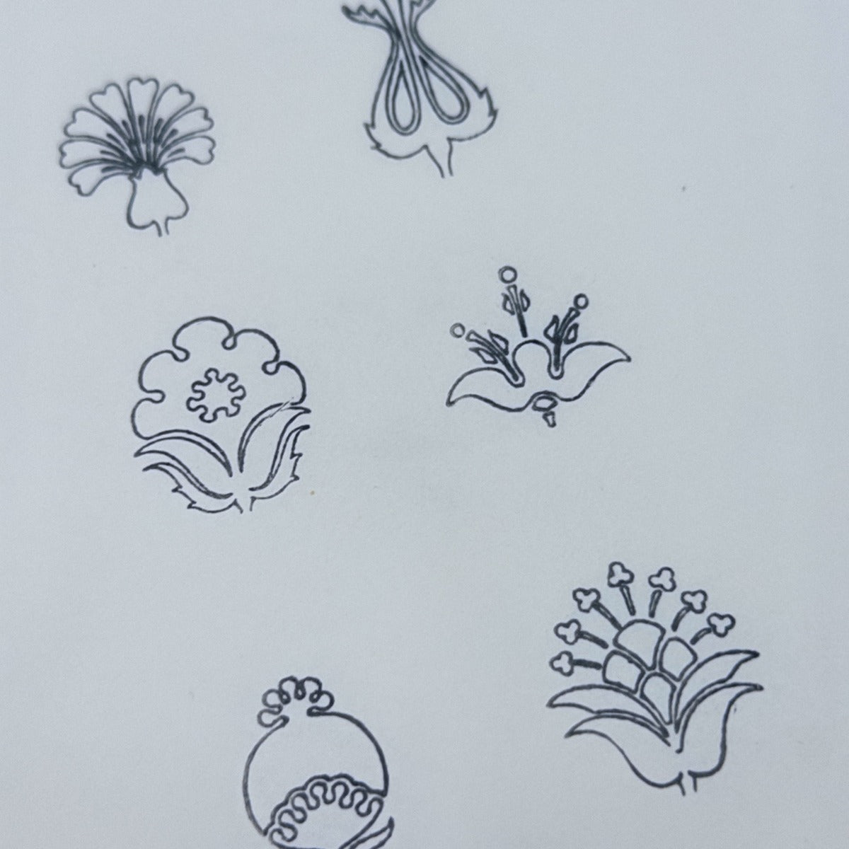Folk Floral Line-Art Stamp Set (6 Designs)