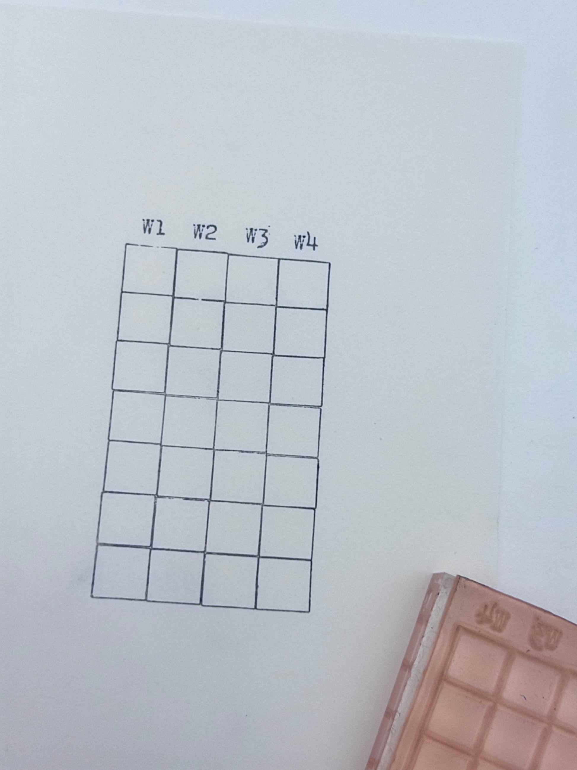 W1–W4 Weekly Planner Grid Stamp