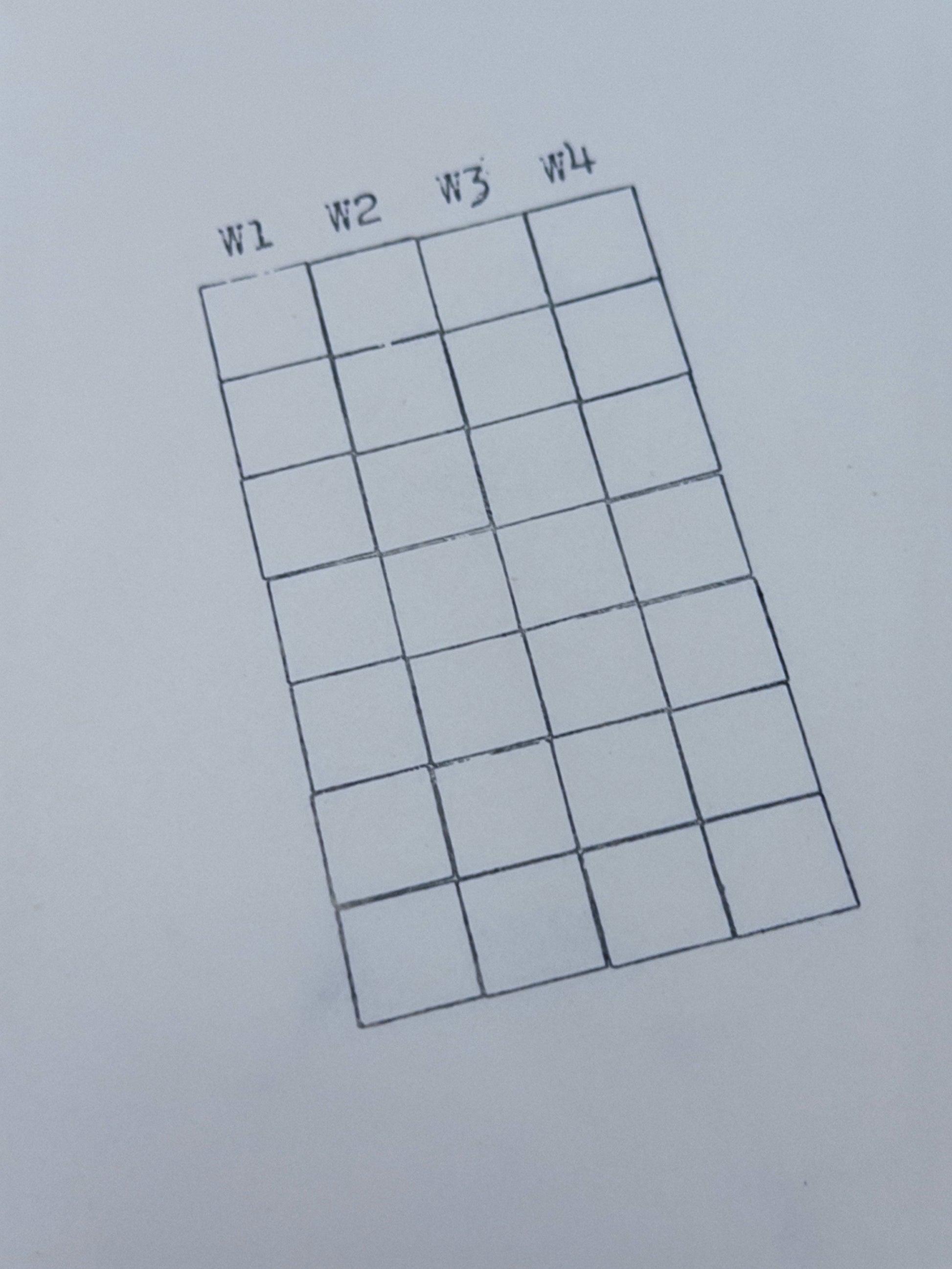 W1–W4 Weekly Planner Grid Stamp